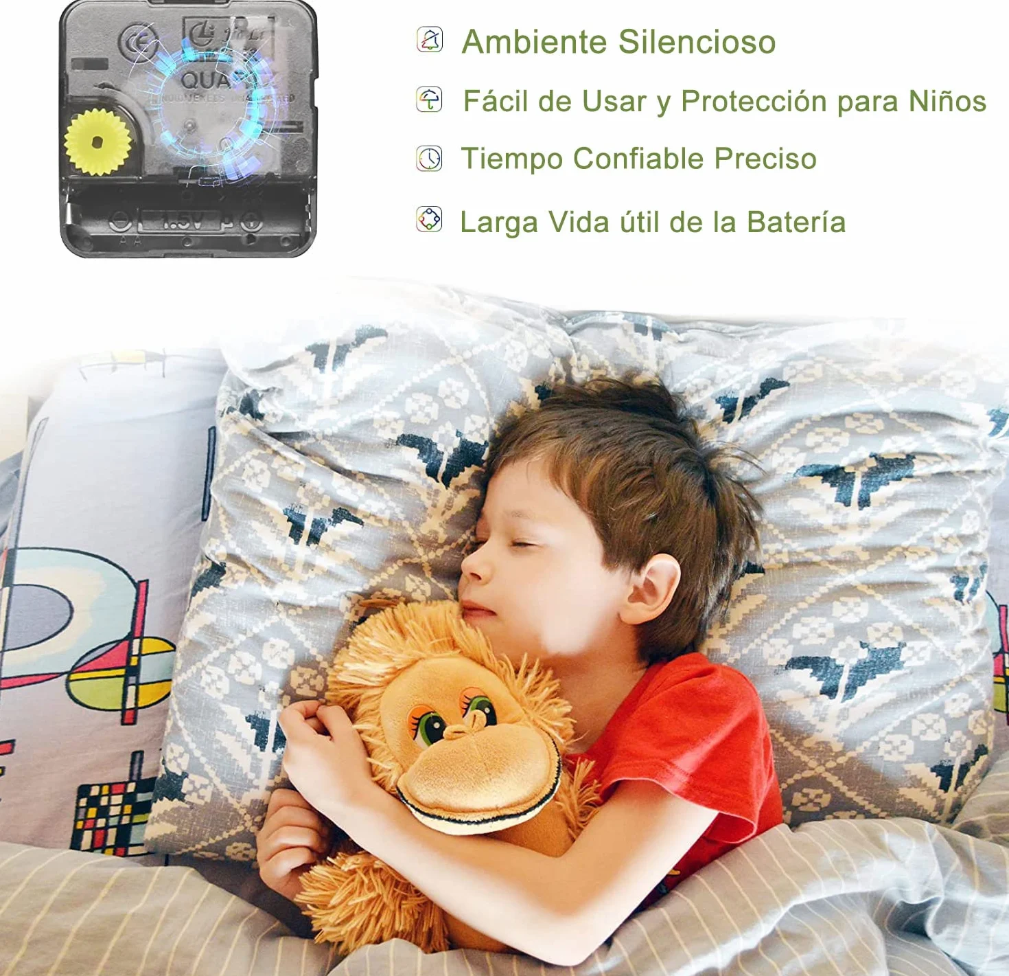 30cm Reloj de Pared Educativo para enseñar el Tiempo para niños, Silencioso, Funciona con Pilas, Aprender a Contar, Reloj de Pared de Cristal Vidrio Decorativo Colorido