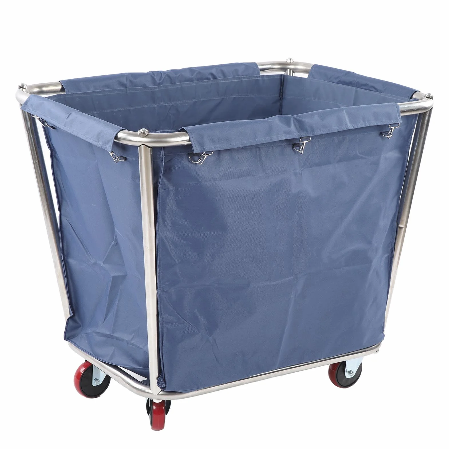 Lyrlody Carrito de lavandería comercial con ruedas industriales, cesta para la colada, carro de camión con cesta de acero inoxidable resistente, capacidad de 350 l, resistente al desgaste