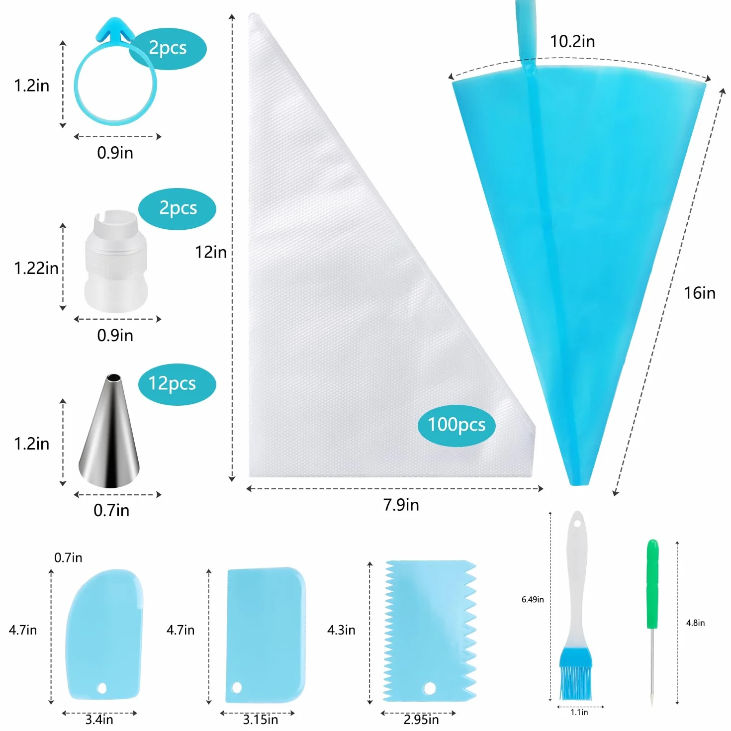 100 bolsas gruesas desechables para glaseado, bolsas de pastelería desechables de 12 pulgadas, resistentes y antiestallidos, para decoración de pasteles, para chocolate, glaseado real, cupcakes, crema