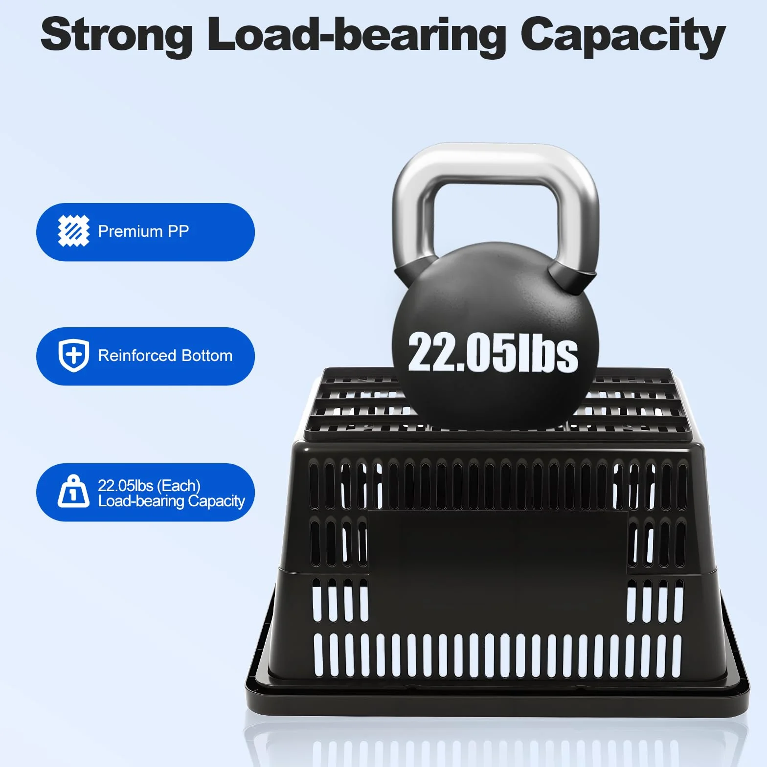 Lote de 12 cestas de plástico PP 28L capacidad 10 Kg, apilables rectangulares, negro, cestas de compras con asas para supermercado, tienda, transporte, verduras, frutas y juguetes resistentes