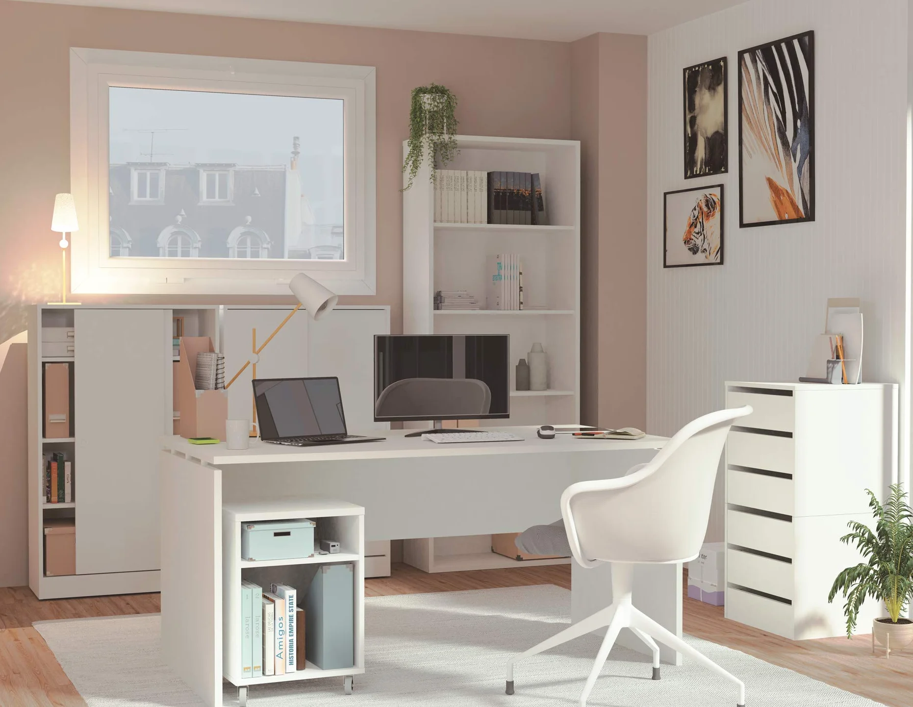 MUEBLES PITARCH Armario Bajo Auxiliar Tibet Color Blanco Soft 2 Puertas 2 Estantes Almacenaje Mueble 120x74x33 cm