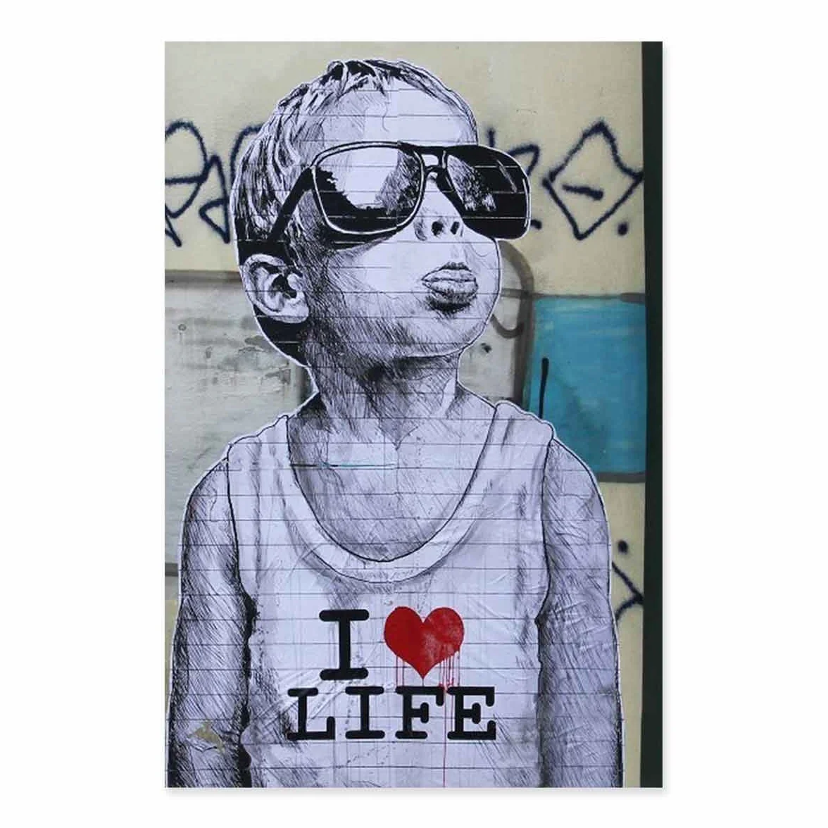 Banksy I Love Life Streetart - Póster para habitación (90 x 140 cm)