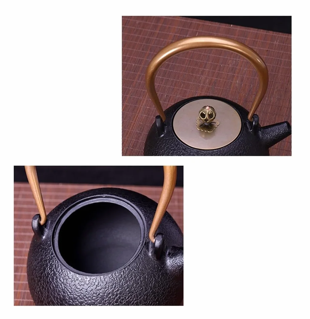 Tetera de hierro fundido, tetera de hierro fundido, tetera japonesa, tetera china de hierro fundido, gran capacidad, 40 oz - 1200 ml, tetera de hierro fundido apta for estufa, tetera de hierro fundido