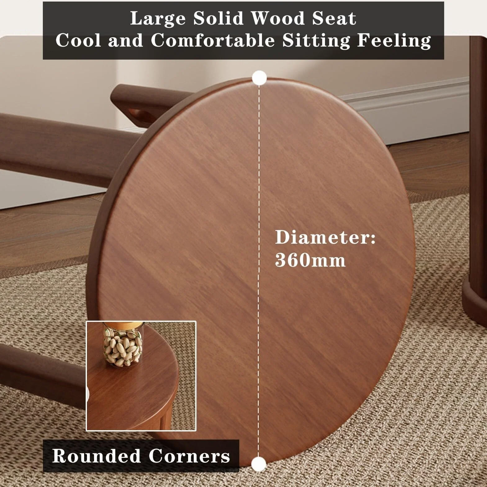 Juego de 4 taburetes apilables de madera, diseño apilable, taburetes de madera pequeños para ocio, combinación apilable, taburete apilable multifuncional para sala de estar, entrada, comedor (nogal)