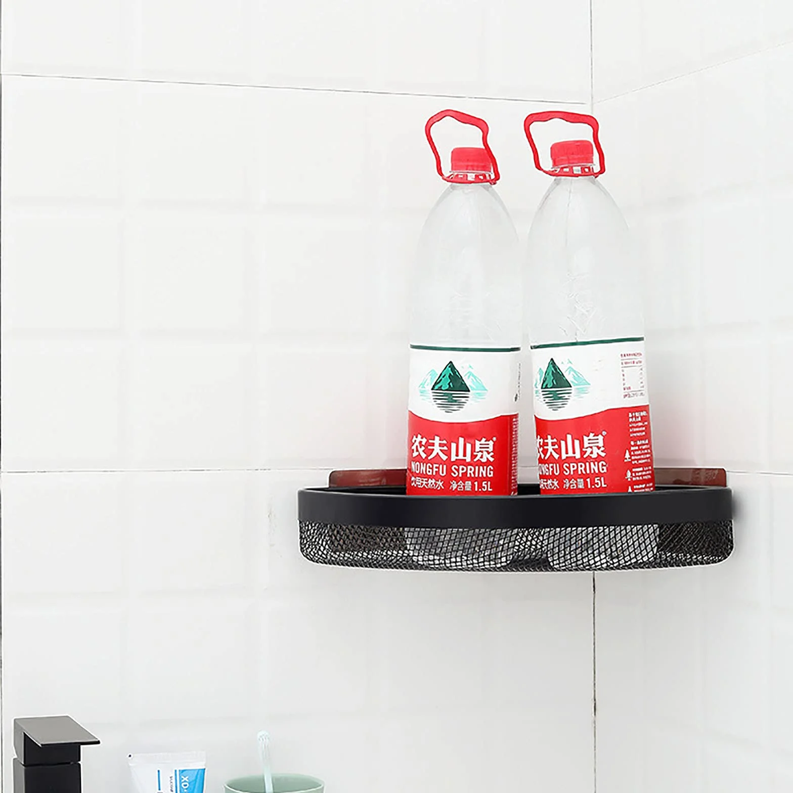 exquisitos estantes de baño Esquina de baño Estante de Ducha de Esquina Estante de Ducha montado en la Pared Adhesivo Cesta de Carrito de Ducha para Ducha/Azul