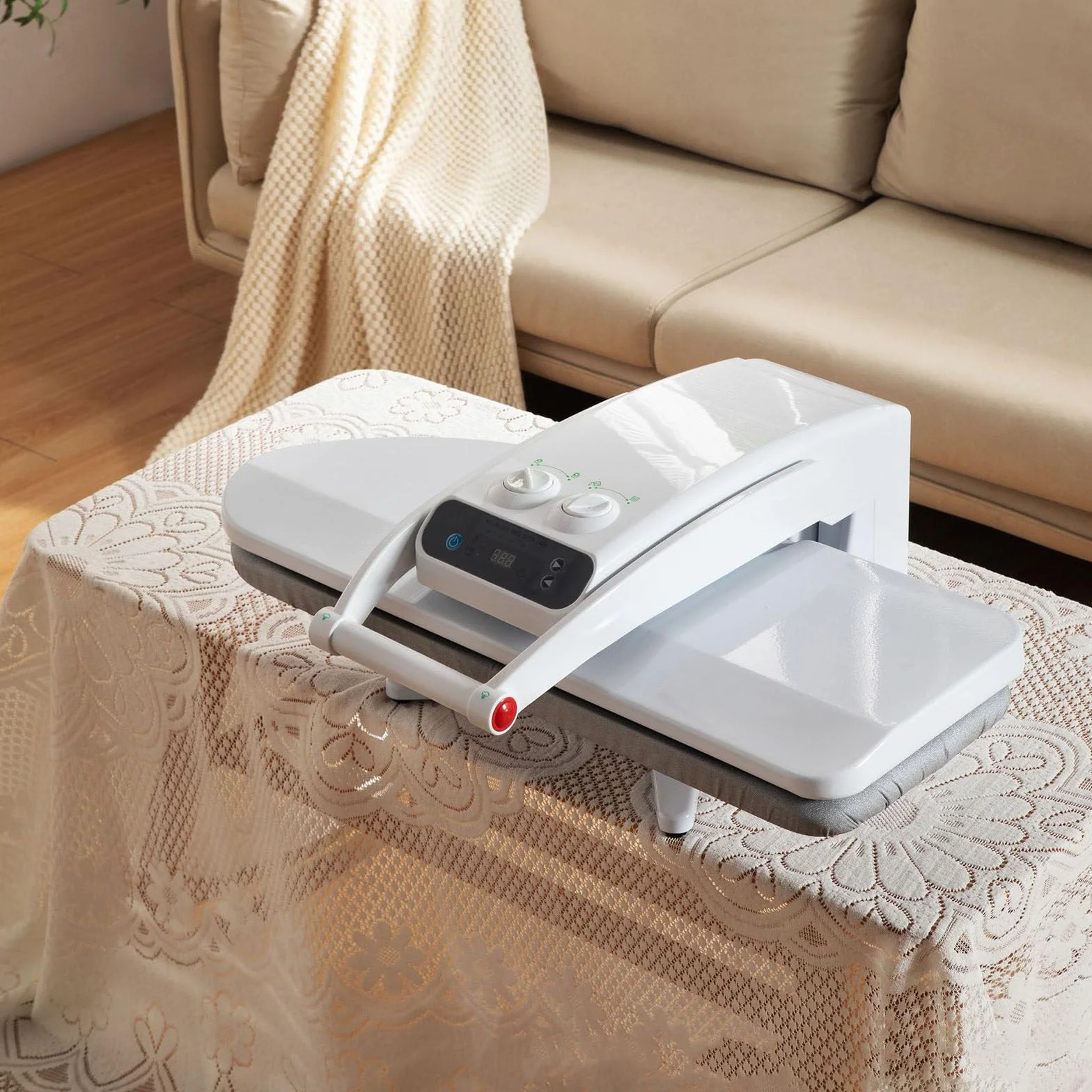 Prensa de Planchado a Vapor, máquina de Planchado Digital de 1400 W WithoutStand | para ropa con pantalla táctil y soporte; prensa de planchado profesional para ropa, sábanas y telas