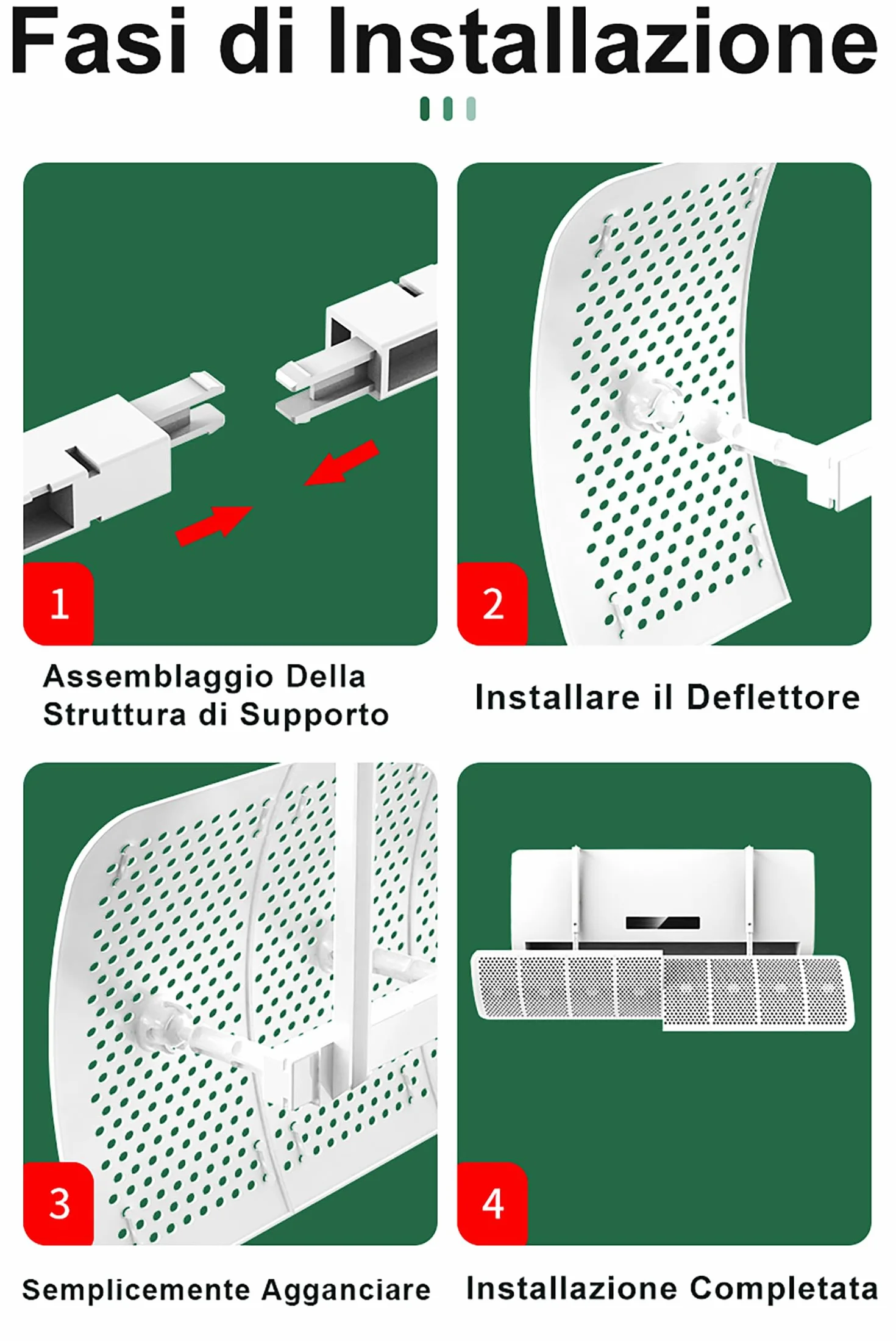 Deflector Aire Acondicionado Universal Ajustable 8 Aspas 270° Montaje Rápido Materiales Ecológicos