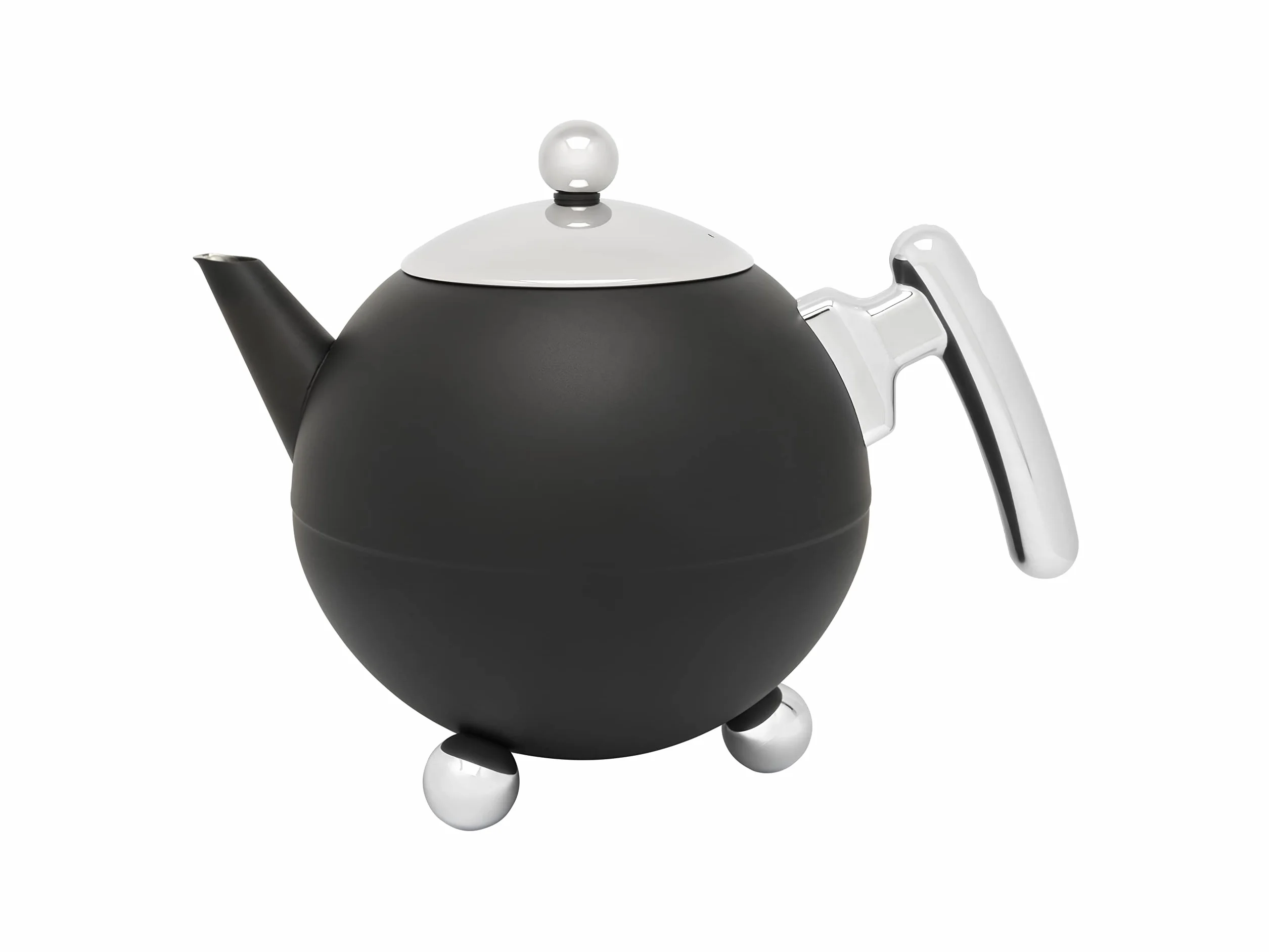 Bredemeijer Tetera Duet® Bella Ronde 1,2L, negro mate, accesorios de cromo