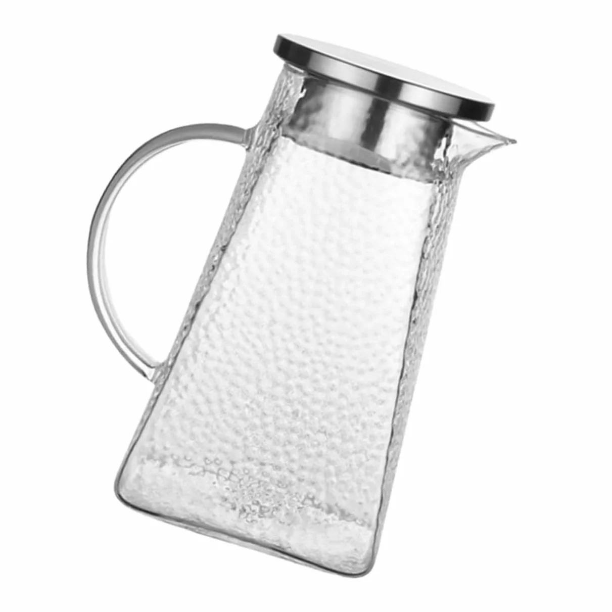 Jarra de Vidrio para Agua con Patrón de Martillo Jarra de Agua Hogar de Vidrio para Servir Bebidas Frías para Té y Zumo la Cocina o Picnic