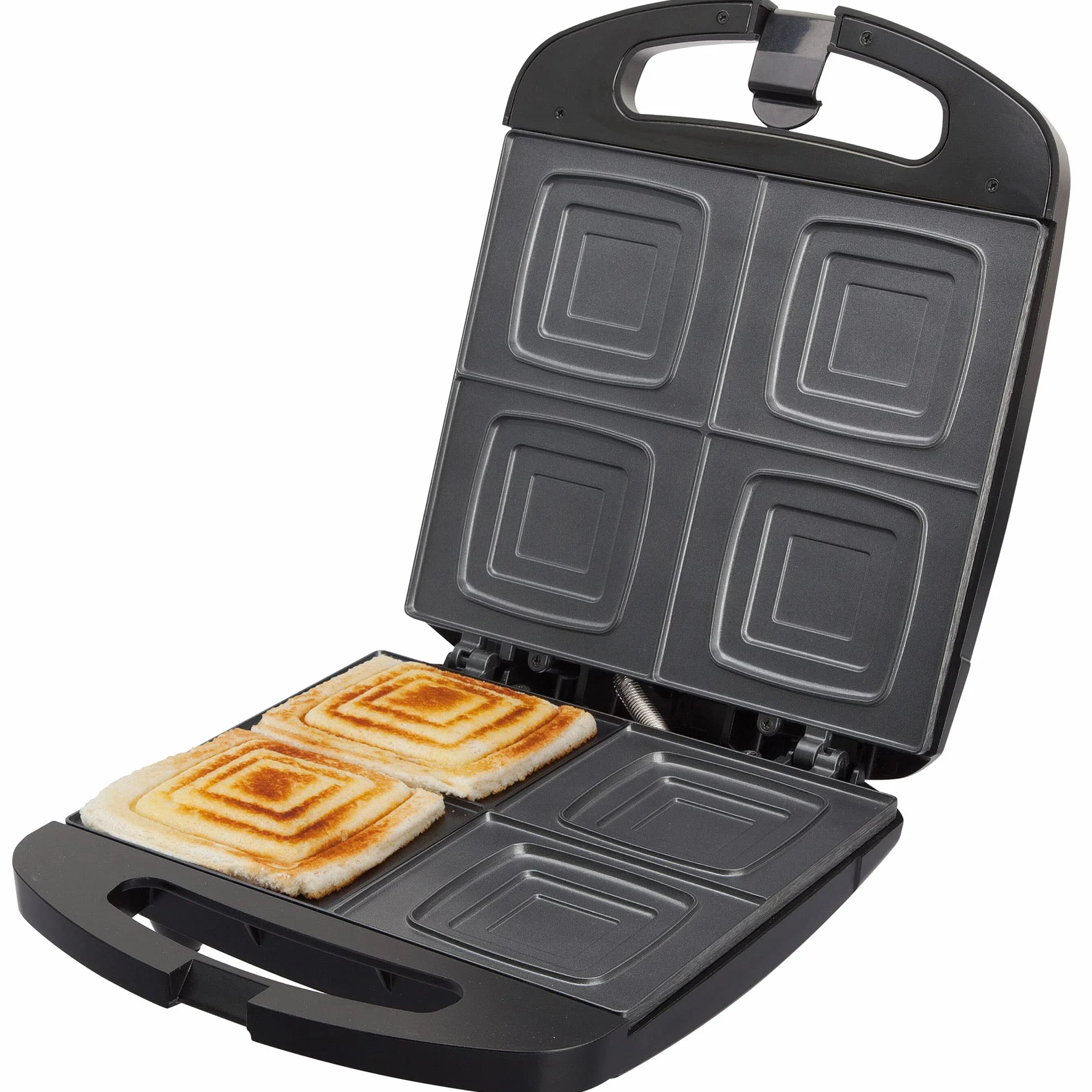 Jata SW546 Sandwichera con Placas Antiadherentes, 4 sándwiches enteros XXL, Sellado perfecto, Tostado rápido y uniforme, 1500 W, Fácil limpieza, Almacenaje vertical