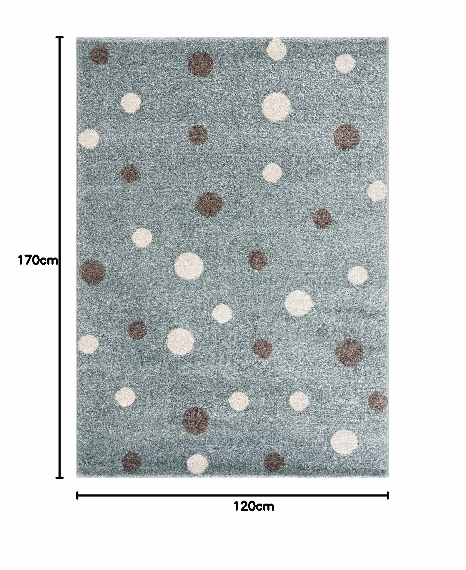 Jimri Alfombra Infantil Polka para habitación Infantil Alfombra de Lunares para bebé, habitación Juvenil, Arco Iris- Menta, 120 x 170 cm