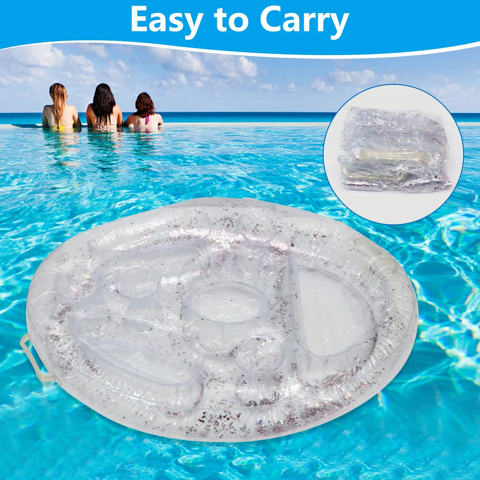 Posavasos hinchable 2 en 1 8 agujeros flotante para piscina playa fiesta