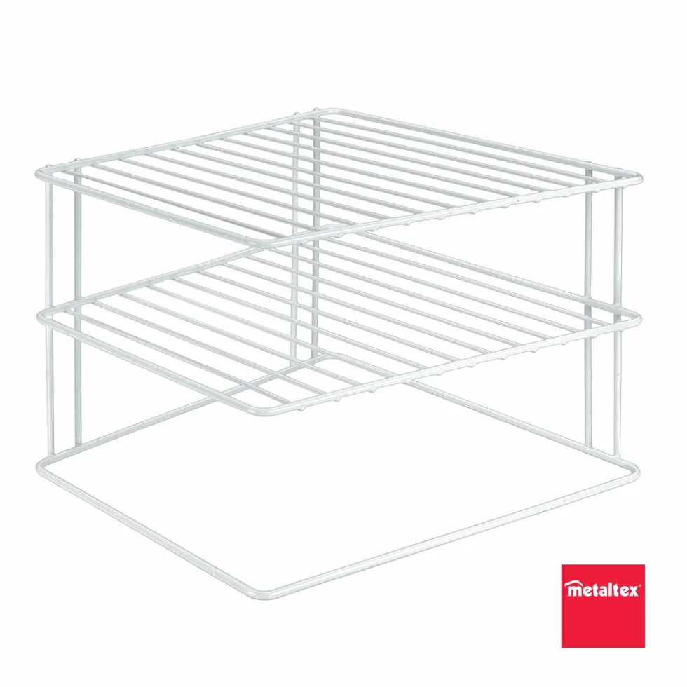 Metaltex Armario esquinero Silos 2 niveles 25x25x19 cm blanco 3 alturas