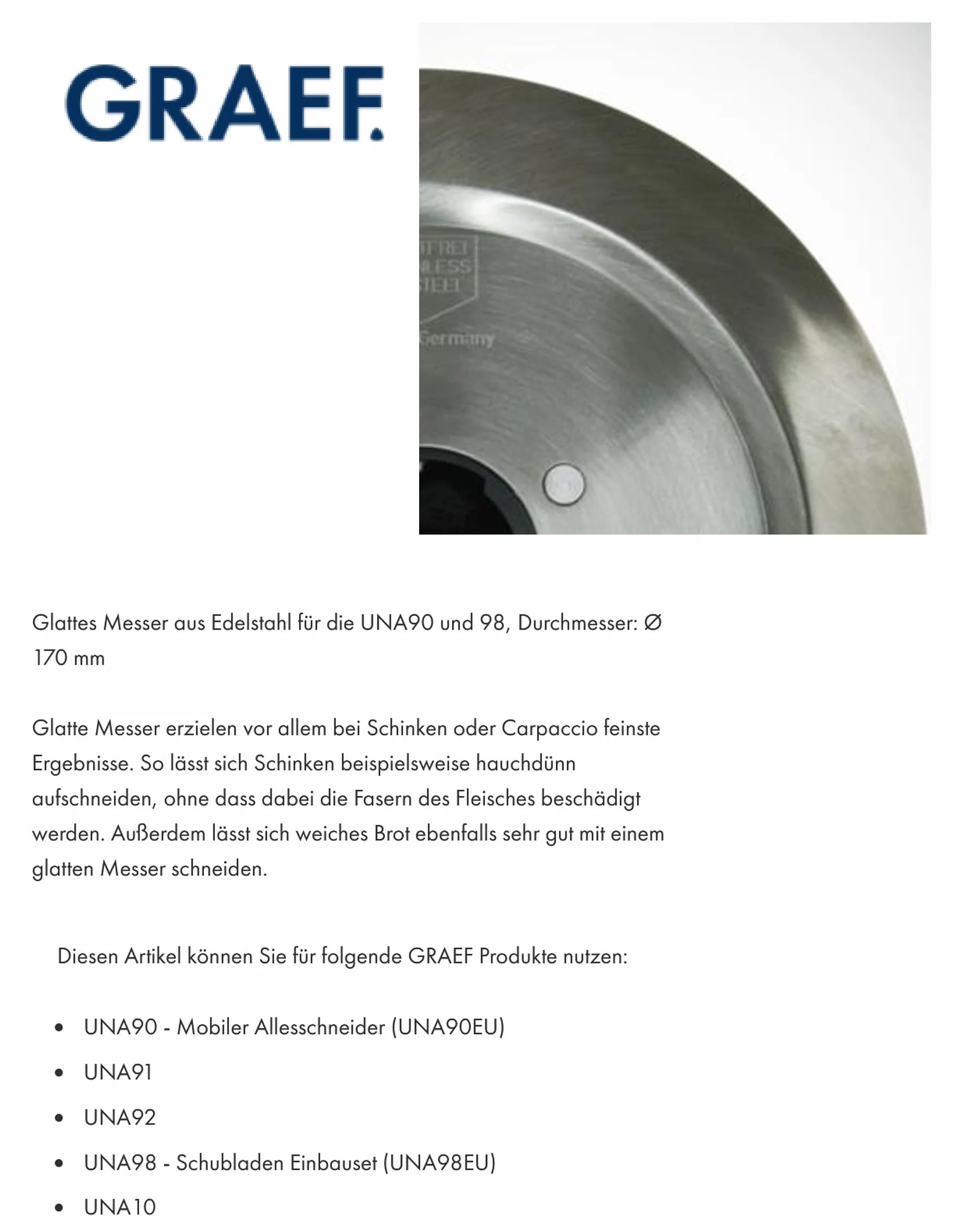Graef Cuchilla Slicer Especial, Acero Inoxidable, Plata