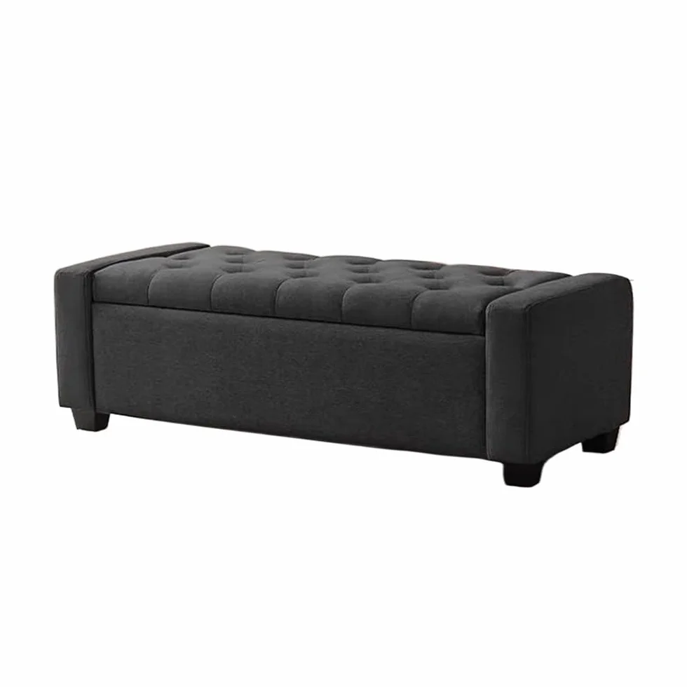 LUUYYI Lujoso banco de cama ligero y otomano de almacenamiento para zapatos, sala de estar, dormitorio, entrada, color beige, blanco, tamaño mediano, muebles elegantes para el hogar (gris