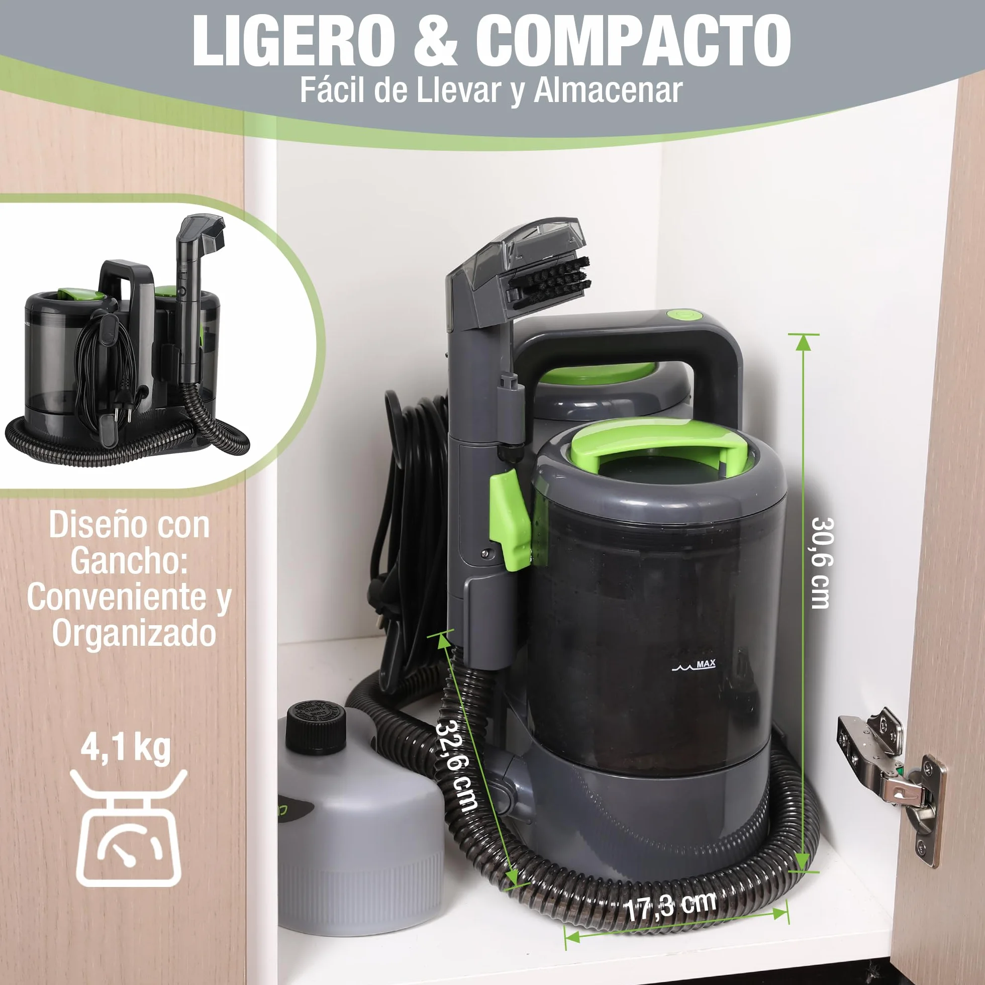 WORKPRO Aspiradora de Agua Tapiceria, Limpiador de Tapicerias de 450W, Aspiradora para Alfombras con Detergente, Limpia Moquetas, Maquina Aspirador para Tapicerias, Sofá, 75 dB