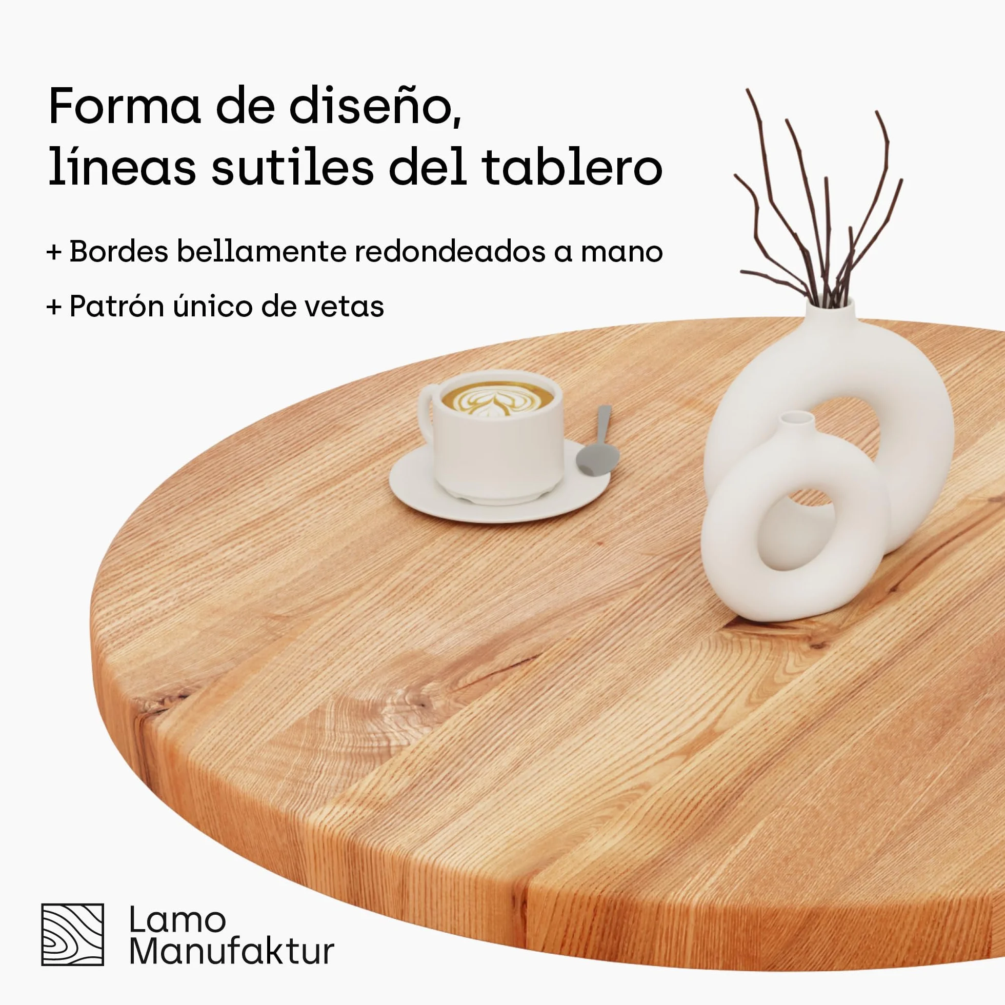 LAMO Manufaktur Tablero para Mesa Redonda 50 cm de Madera | Tablero para Mesa de salón, de café, mesilla de Noche | Grosor: 28 mm | Color: Oscuro
