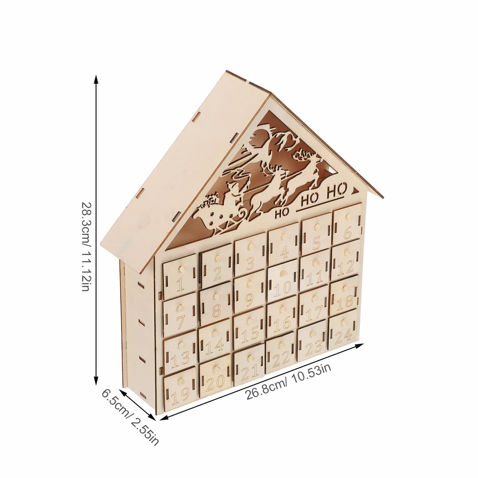 GLEAVI Calendario de Adviento de Madera Iluminado Calendario Reutilizable de Rellenables para Regresiva de Navidad Decoración de Mesa Rústica con Luz LED para Tradiciones Familiares