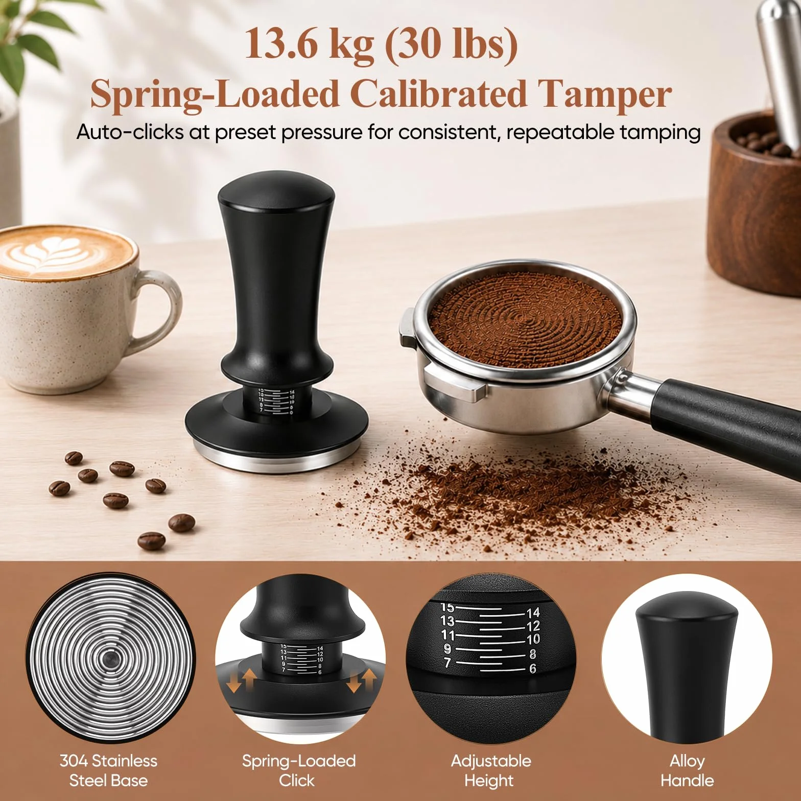 Kit Barista 9 Piezas, Tamper de Café de 51mm, Accesorios de Espresso | Barista Accesorios Cafetera con Tamper, Distribuidor, WDT Tool, para Máquina Espresso Portafiltro