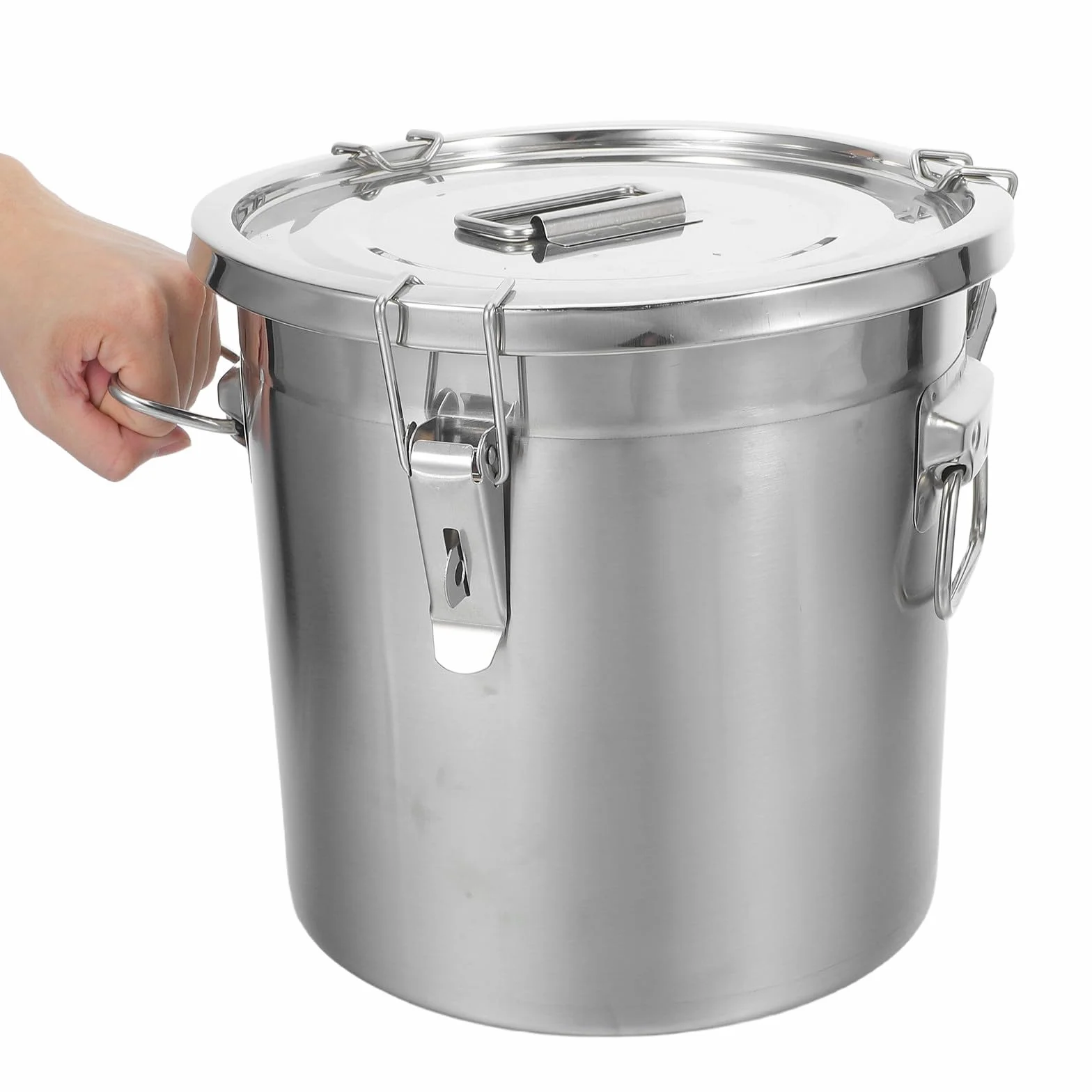 Recipientes de acero inoxidable para almacenar alimentos con tapa y cierre, tarro de almacenamiento hermético de 12 L/3,2 galones para arroz, harina, granos, legumbres, cereales, despensa y