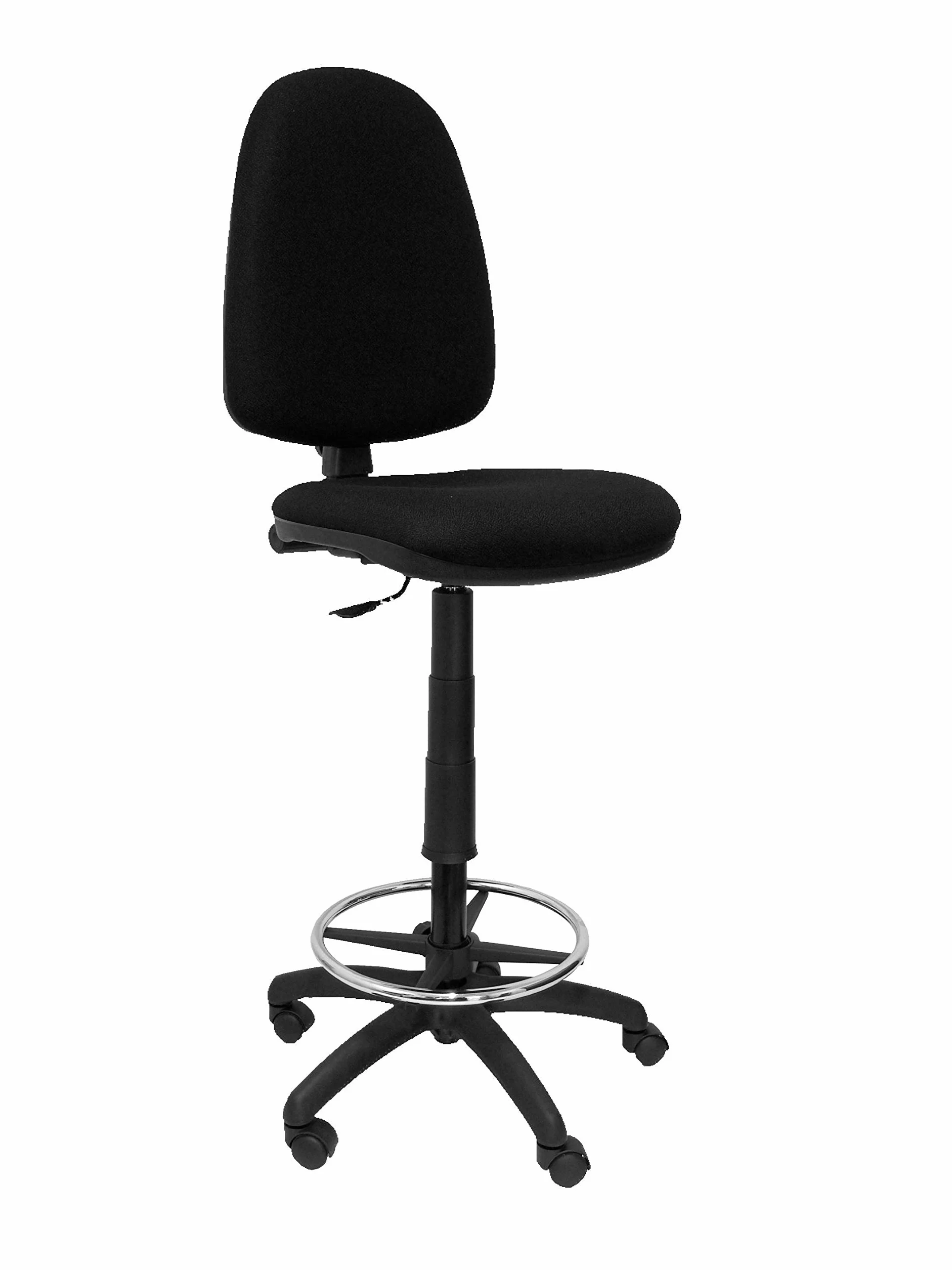 Piqueras y Crespo T04CP - Taburete ergonómico, Regulable en Altura y aro reposapiés, Color Negro