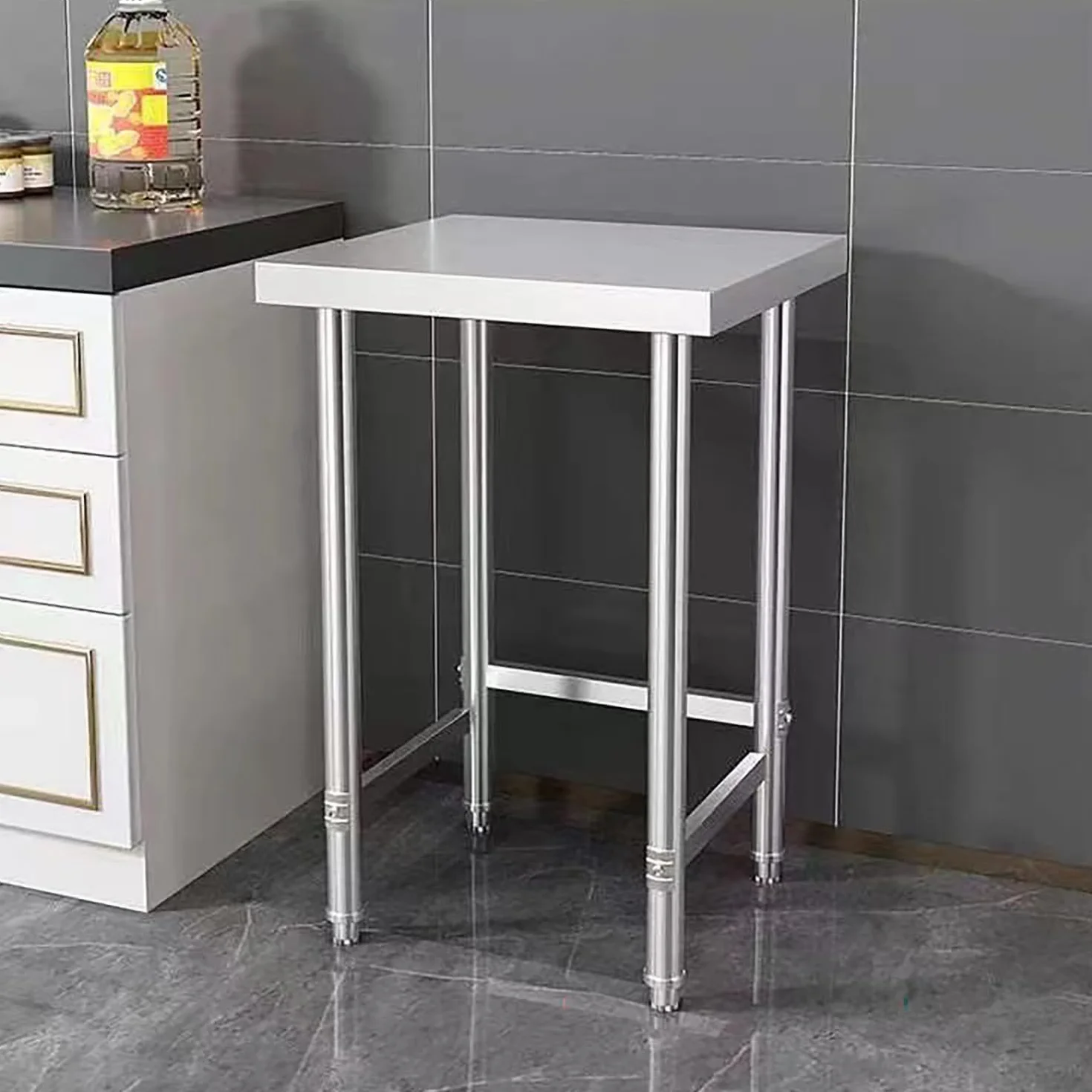 Mesa INOX con Base Abierta, Mesa De Trabajo Y Preparación para Cocinas Profesionales, Mesas De Metal, Banco De Trabajo De Acero para Cocinas Restaurantes Casas Garajes,80x40x80cm