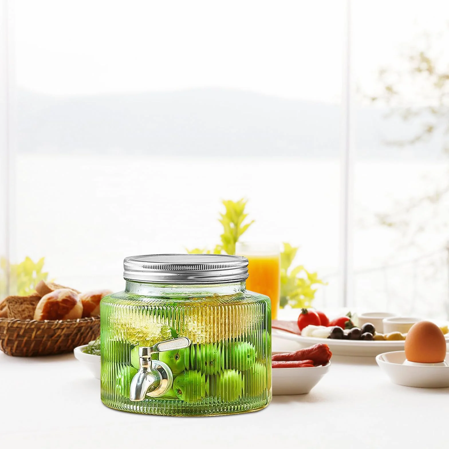STOBAZA Dispensador de Bebidas Diseño Único de 2,8l de con Grifo y Fácil de Verter para Té Helado y Bebidas Frías en Fiestas y Reuniones