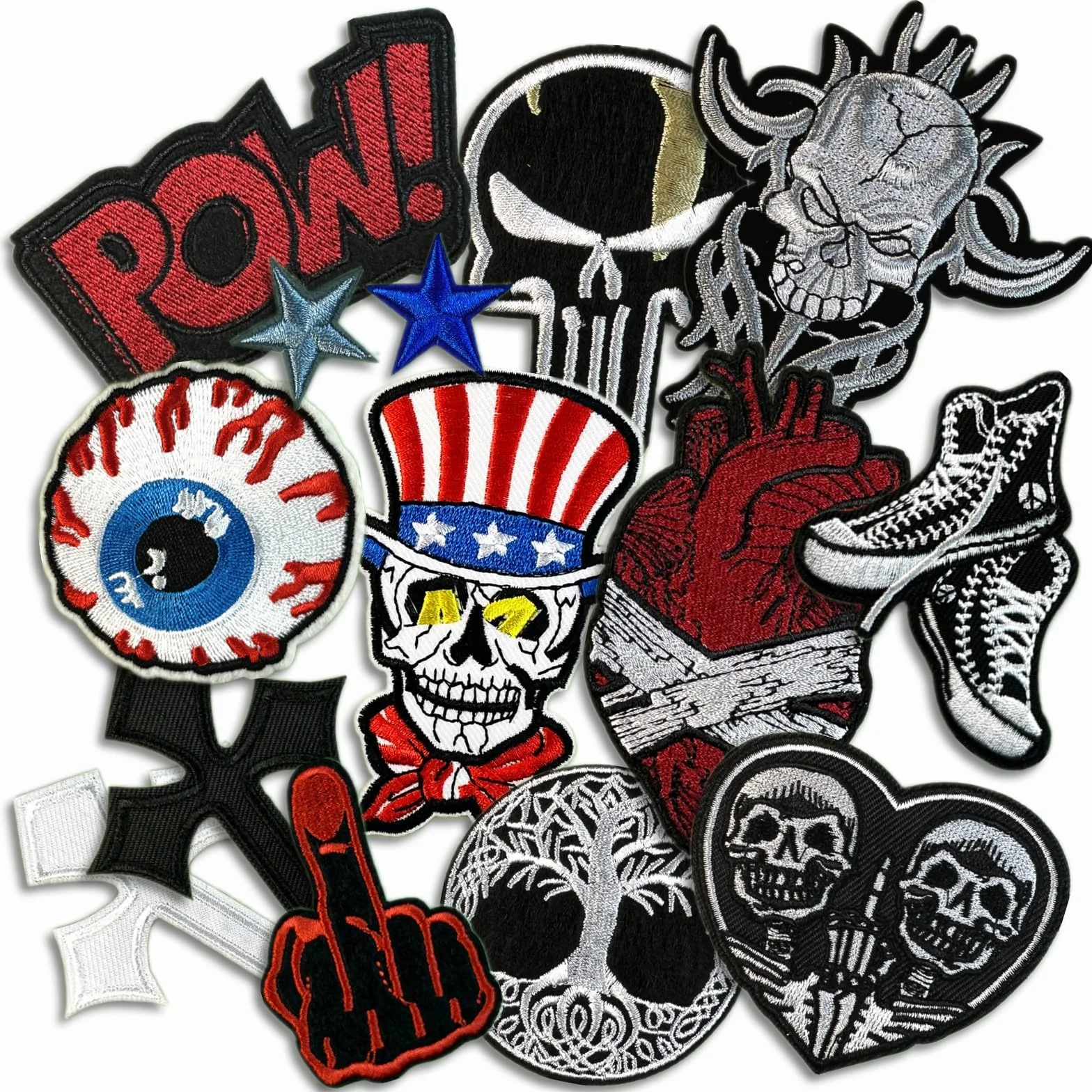 Parches bordados oscuros para planchar para ropa, parches de banda de rock para chaquetas, parches de costura fresca para mochilas, jeans, sombreros, accesorios de bricolaje (Dark3, 14 piezas)