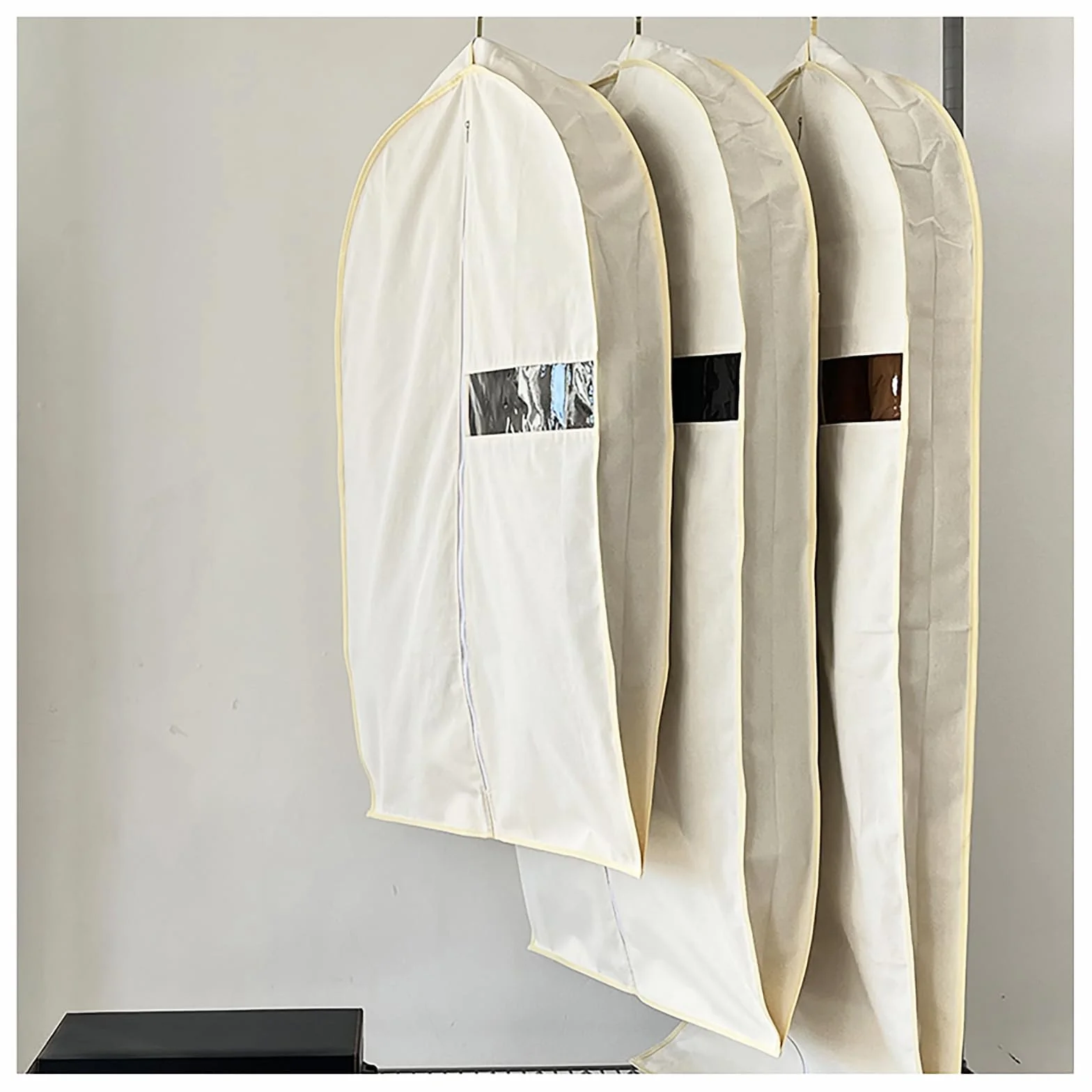 Fundas para Ropa 2 Piezas De Algodón Lino Bolsas De Viaje para Trajes Bolsas para Ropa con Cremallera Lavables Transpirables para Armario, Perchero(Size:130×60×9cm)