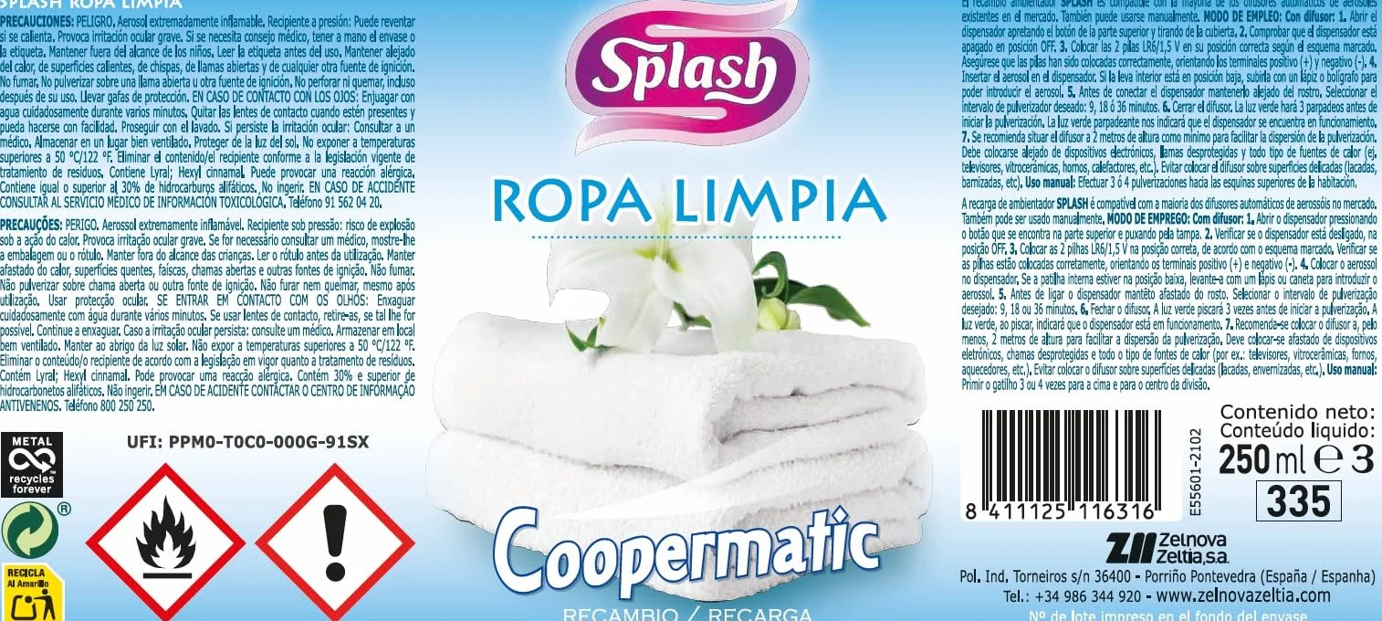 Splash Aerosol Ambientador Coopermatic 250ml
