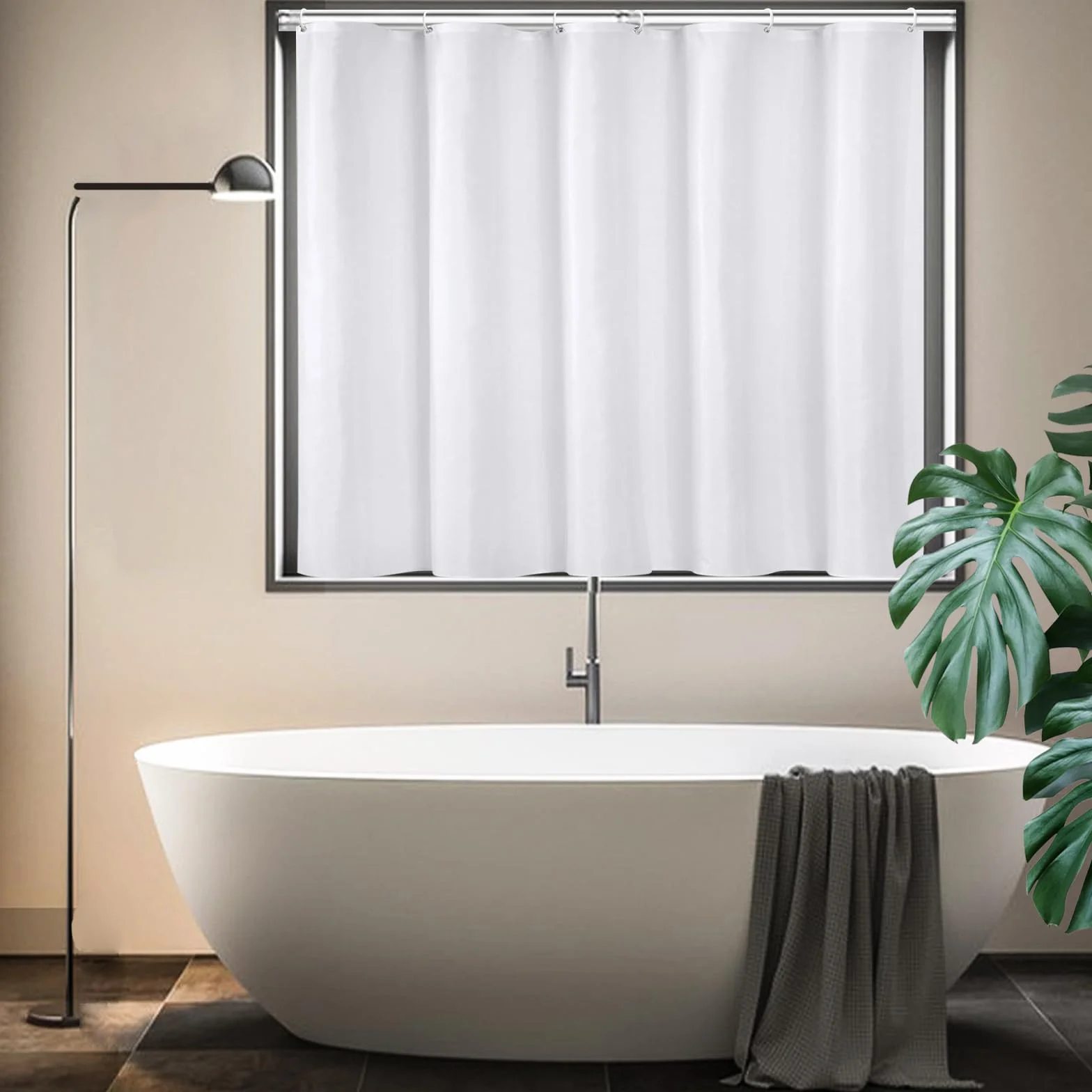 Cortina de ventana de baño blanca de 40 x 36 pulgadas, cortina estrecha y corta para ventana de ducha, tela impermeable, cortina pequeña para cocina, coche, dormitorio, baño, ventanas,