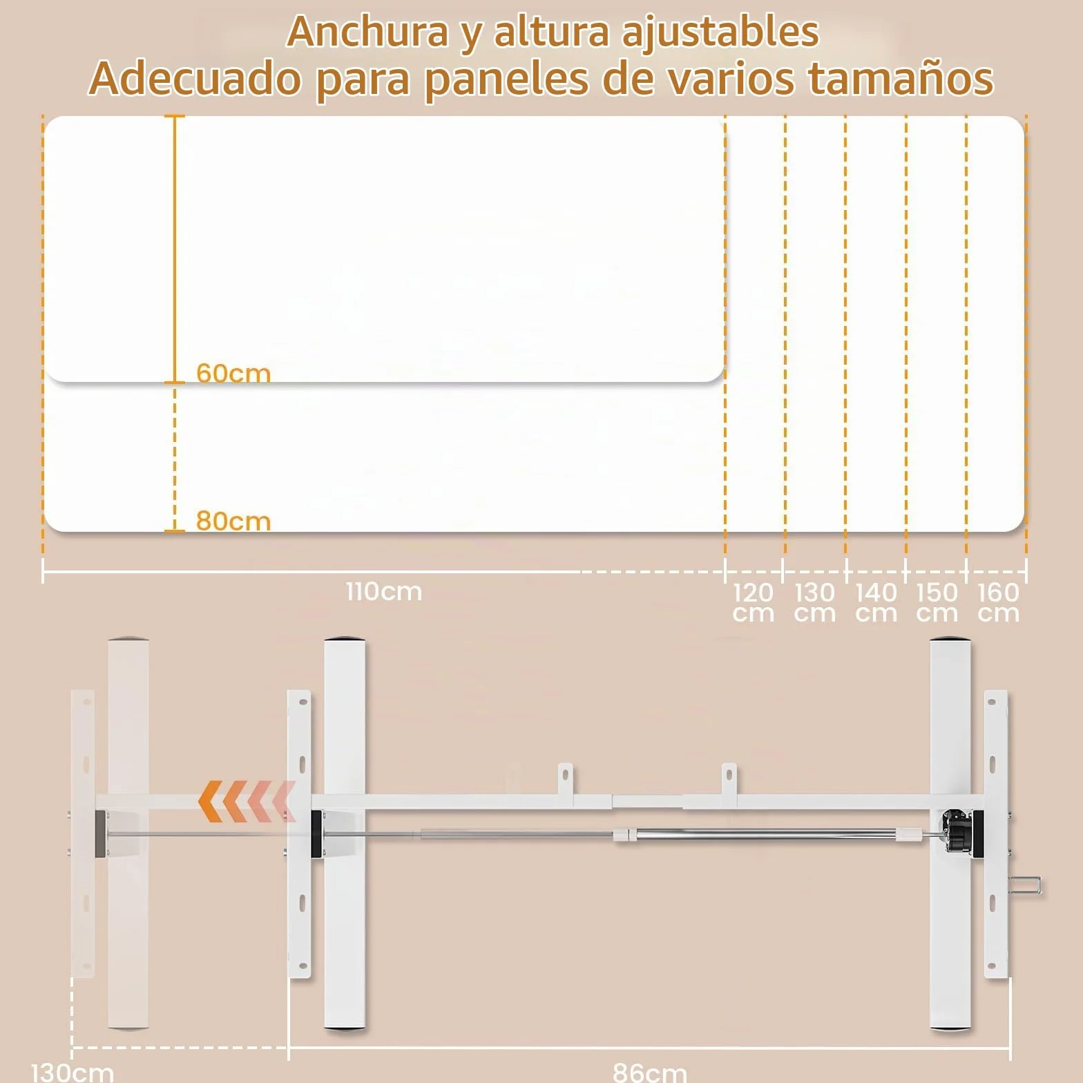 buybyroom Patas Escritorio Elevable, Estructura Mesa Elevable sin Interfaz de Escritorio, con Acero de Alta Resistencia, con USB y Panel Inteligente de Memoria (Sin Panel de Escritorio)