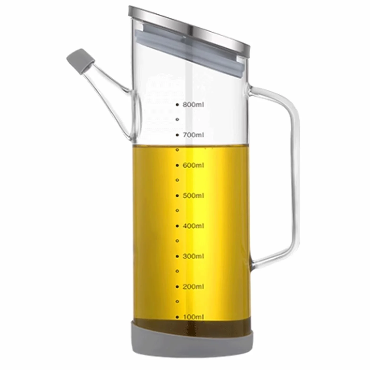 KRILLIQ Lata de Aceite Botella de Aceite Comestible de Vidrio Resistente al Calor, Botella de Salsa de Soja con Apertura en ángulo, recipientes para condimentos para condimento