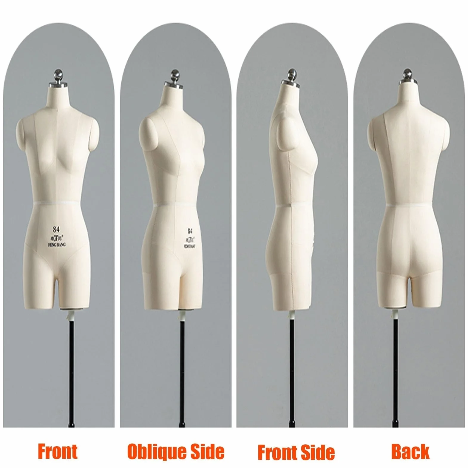 sdneNest Maniquí de costura femenino, torso, vestido para coser ropa, soporte ajustable para sastres, torso falso, beige, 82