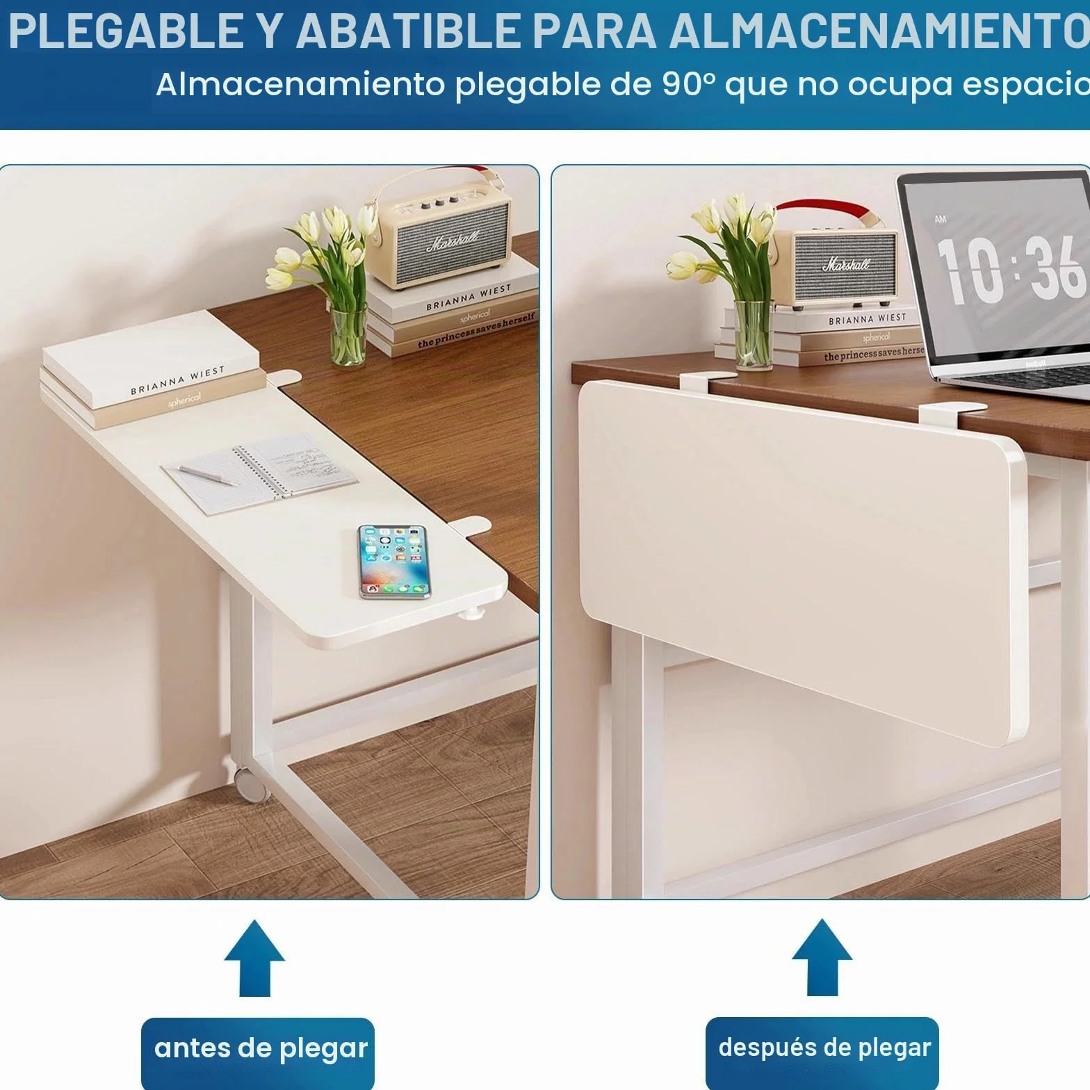 Soporte de Extensión de Escritorio Plegable Ajustable con Pinza en C para Teclado, Blanco