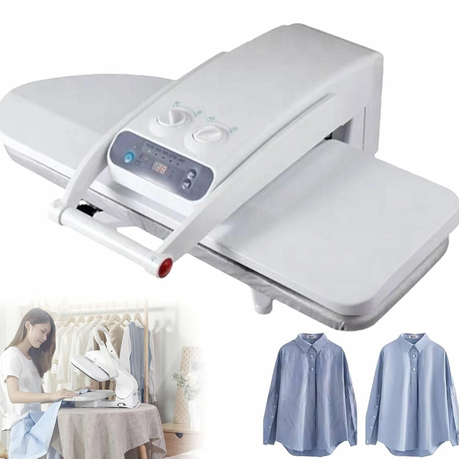 Prensa de Vapor Inteligente,máquina de prensado de Telas Digital de 1400W WithoutStand | múltiples funciones de vapor y ajustes de temperatura, gran superficie de prensado, para ropa, sábanas y telas