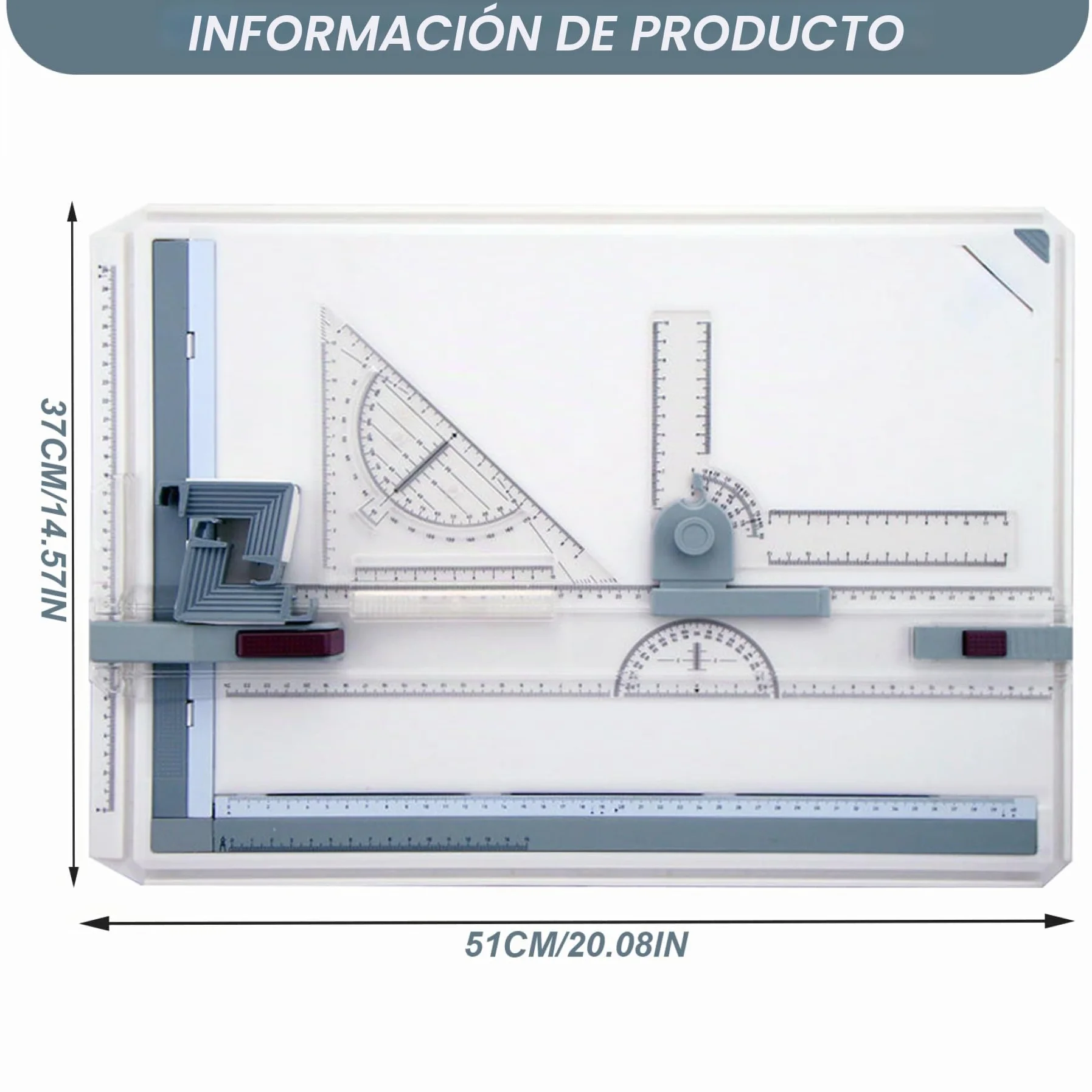 Tabla de redacción, ángulo ajustable A3 Tablero de dibujo con accesorios de movimiento paralelo Tabla de artesanía de arte para estudiantes artistas y arquitectos de ingenieros