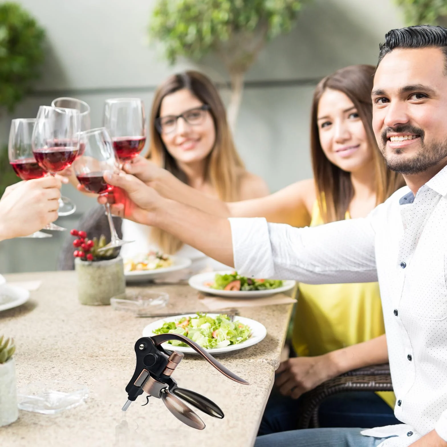 Sacacorchos de vino profesional, palanca manual ergonómica, estilo conejo