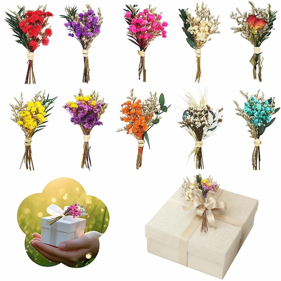 Ramos Miniaturas de Flores Secas Decoración Natural 10 Piezas para Scrapbooks Bullet Journals Álbumes