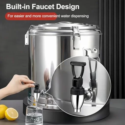 Dispensador térmico de bebidas, recipiente aislado para bebidas, acero inoxidable 304, grifo para agua fría y caliente, capacidad de 40 litros, ideal para catering, té, café, sopa