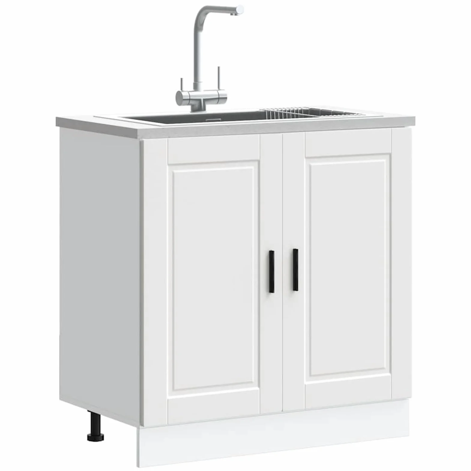 Homgoday Mueble bajo Fregadero Porto Blanco 80x46x81,5cm de Cocina sin Encimera - Madera diseñada para Lavabo