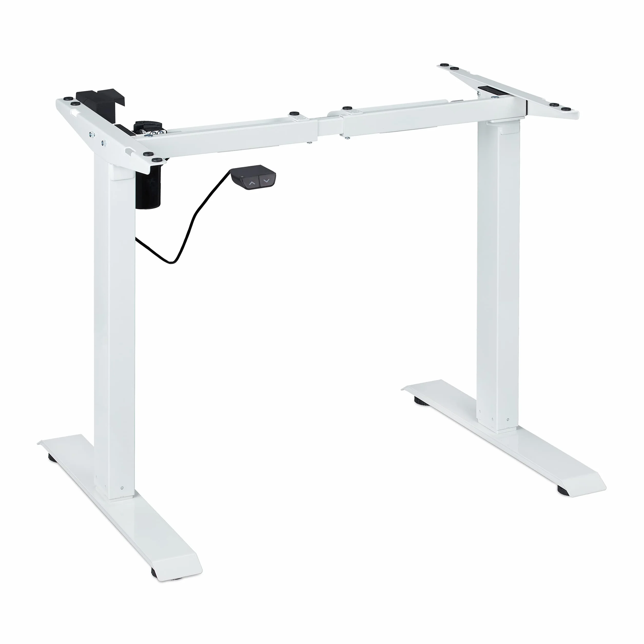Relaxdays Patas de Mesa Altura Regulable, Eléctricas, Extensibles, 71-121 cm, Marco Escritorio, Acero, Blanco