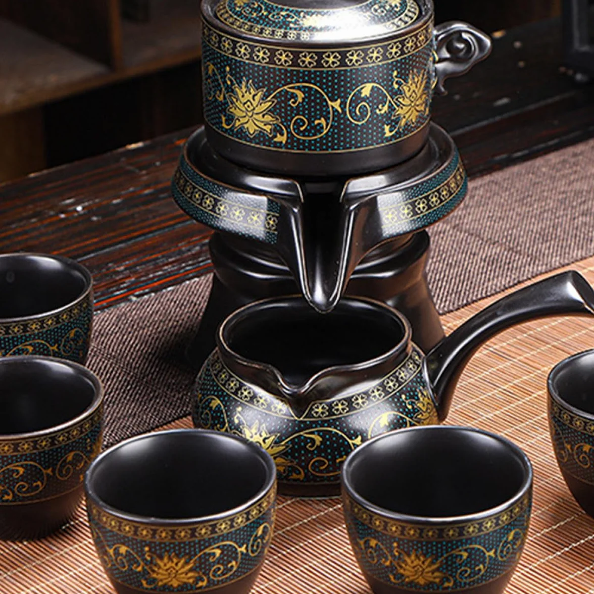 Artibetter Juego de Tetera de Cerámica Retro Negro Tazas, Antiescaldante y Multiuso para Oficina y Aficionados al Té Suelto