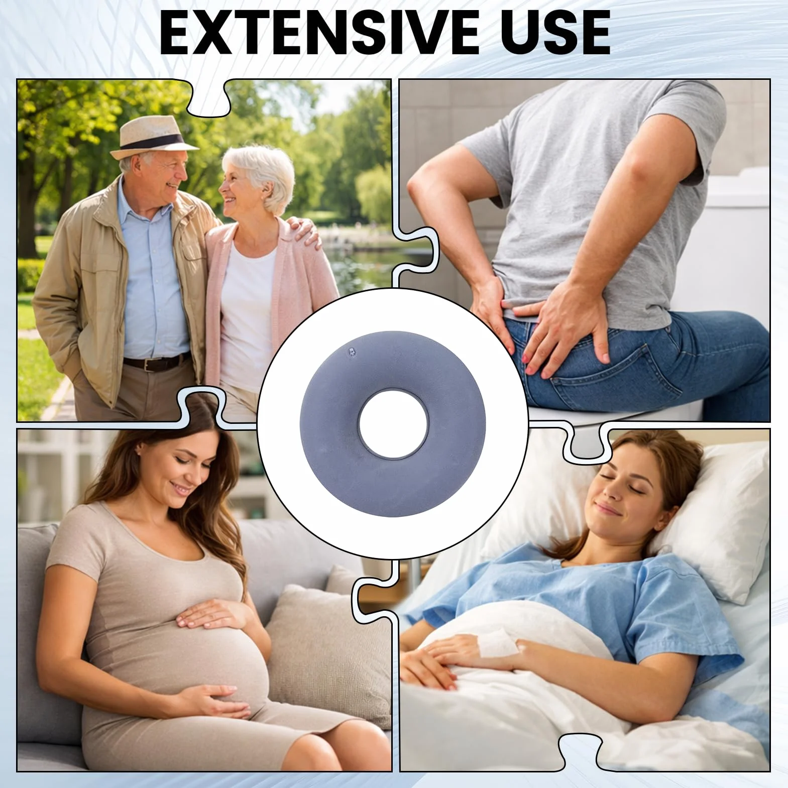 Anillo de asiento ortopédico Cojín para hemorroides aliviar presión inflable para coxis oficina silla ruedas 34 cm