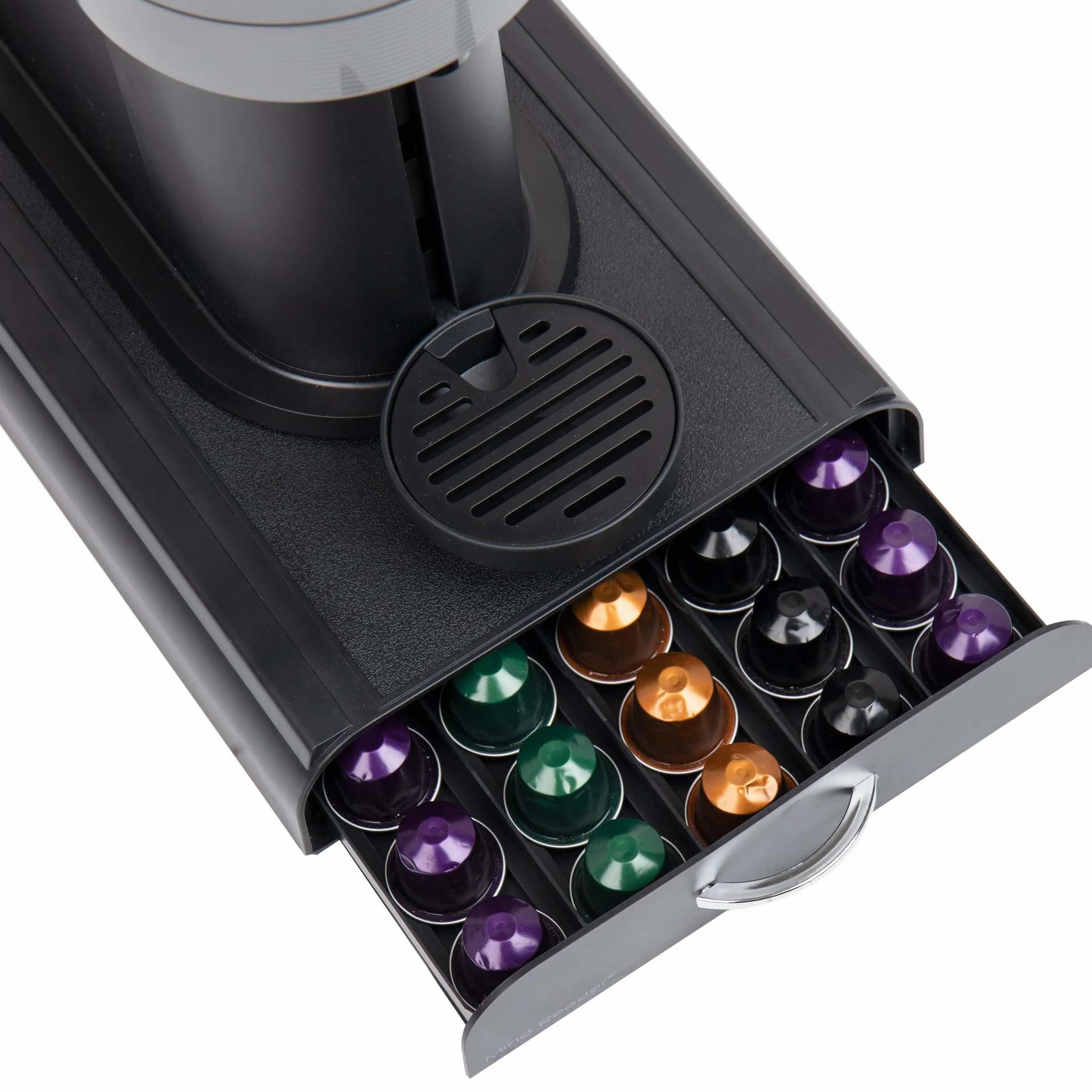 Mind Reader Nespresso Organizador de encimera de cajón de cápsulas, soporte para cápsulas de café, 9.21 x 15.94 x 2.36 pulgadas, negro