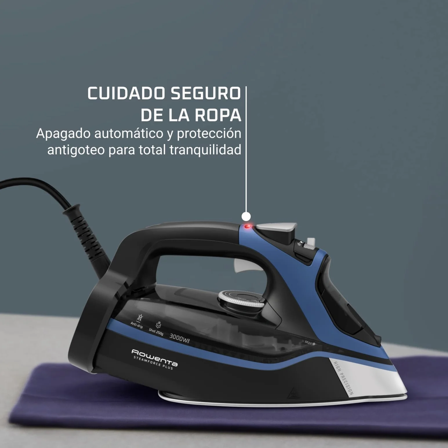 Rowenta SteamForce - Plancha de vapor 3000W, de 250 g/min y constante de 45 g/min, suela Microsteam400, acabado de acero inoxidable, sistema antigoteo, apagado automático, DW9411 (Reacondicionado)