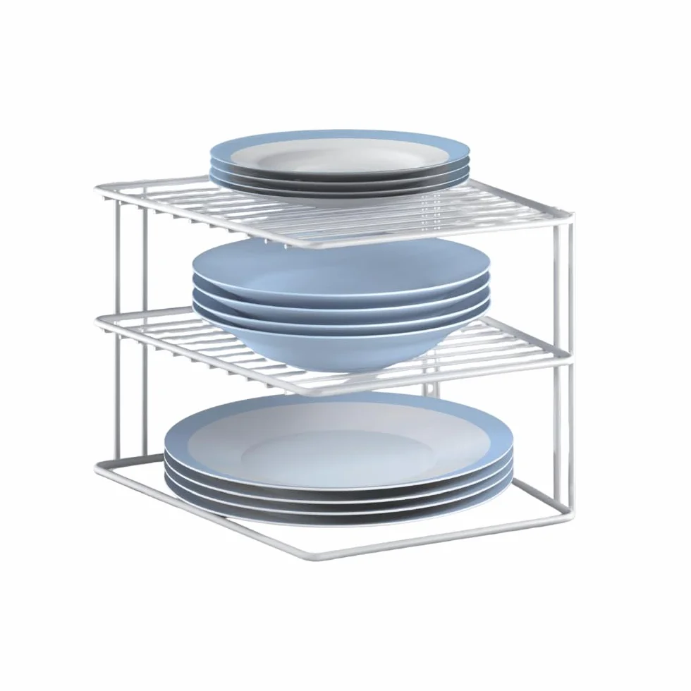 Metaltex Armario esquinero Silos 2 niveles 25x25x19 cm blanco 3 alturas