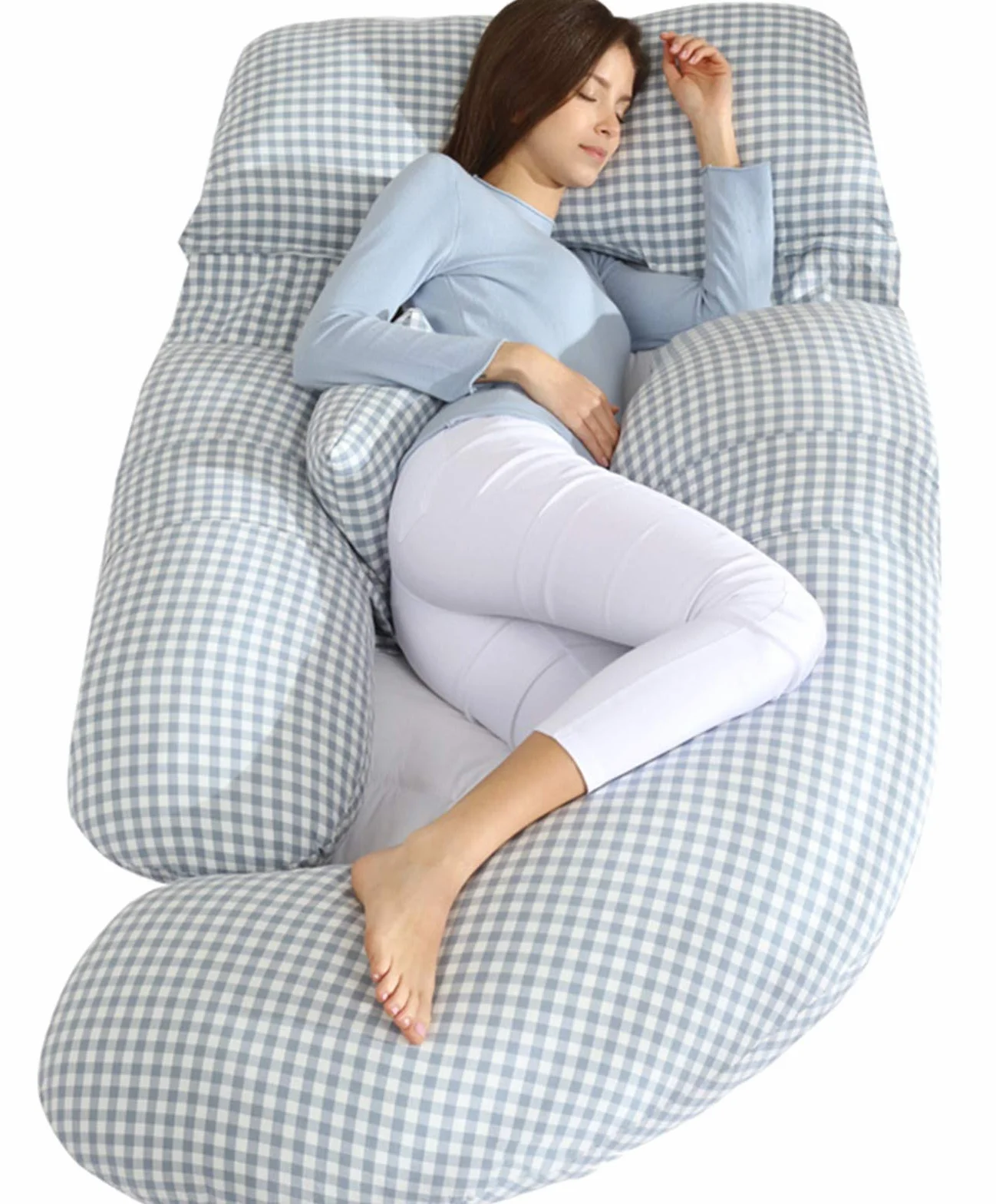 Pregnancy Body Pillow With Cotton Cover, U-Shaped Waist Pillow Maternity Pillows Full Body Pillow For Pregnant Women And Pain Relief 1,180 * 110 * 80cm