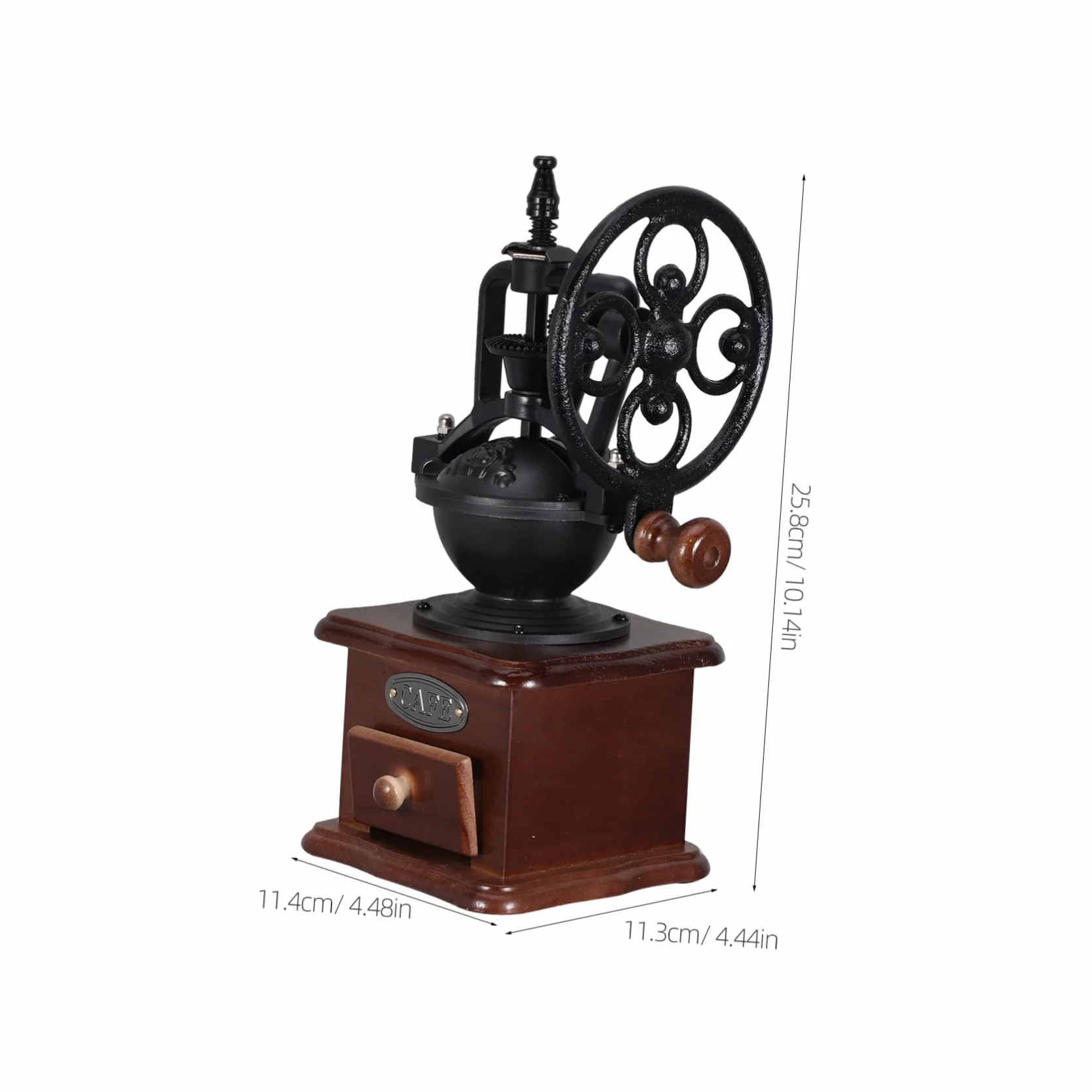 SHINEOFI Molinillo de Café Manual Vintage Manivela de Madera, Mecanismo Cerámico Lavable, Tamaño Compacto para Granos de Café en Grano, Adecuado para Uso Doméstico y Portable