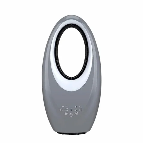 Bilake Ventilador Sin Aspas | 50W 3 Velocidades | Mando y Temporizador | Oscilante, Seguro y Silencioso (Gris | Con Luz Led)